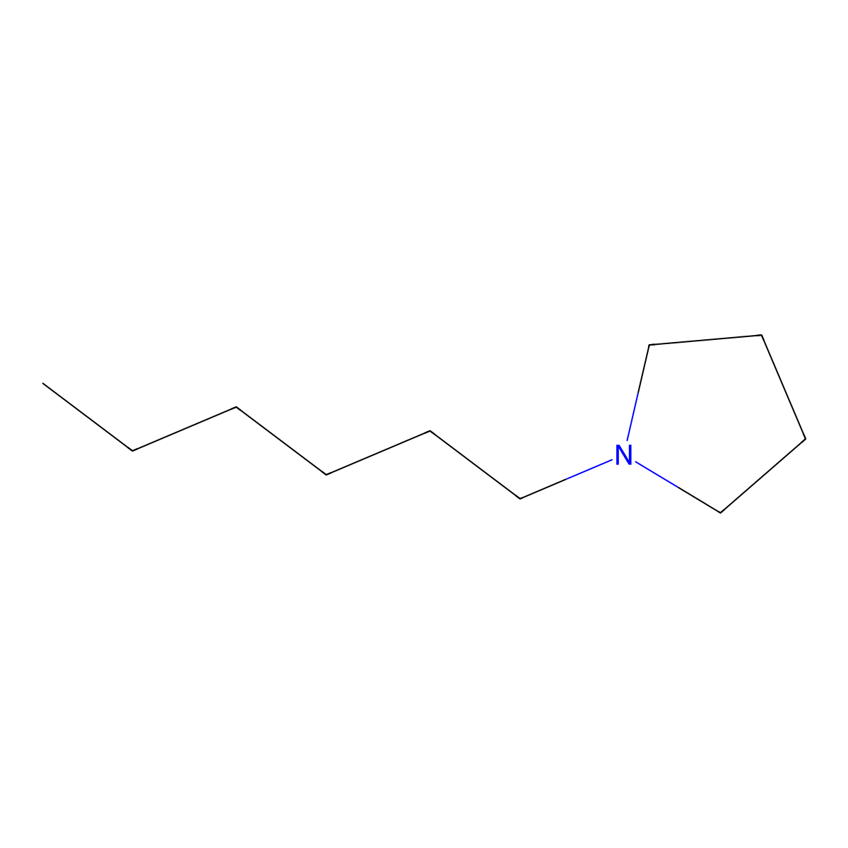 1-Hexylpyrrolidine molecular structure, CAS 123-13-7
