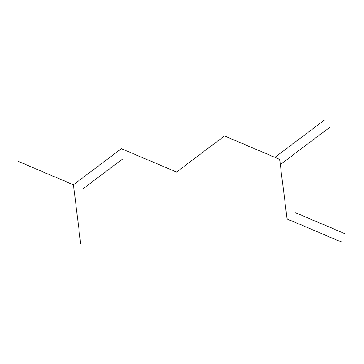 Myrcene molecular structure, CAS 123-35-3