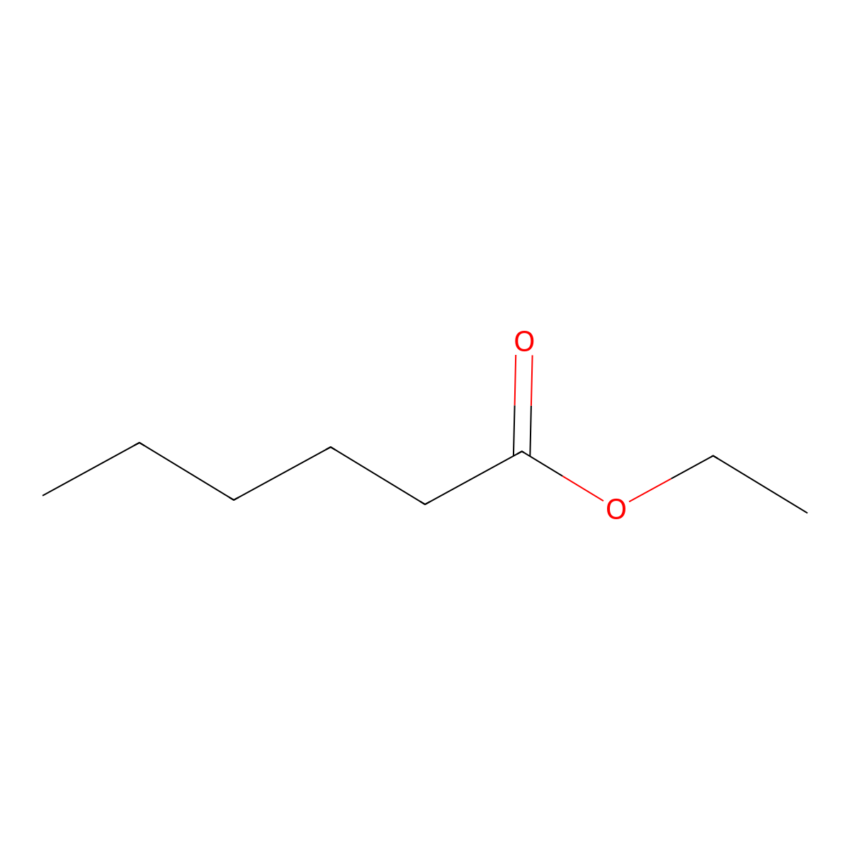 Ethyl hexanoate molecular structure, CAS 123-66-0