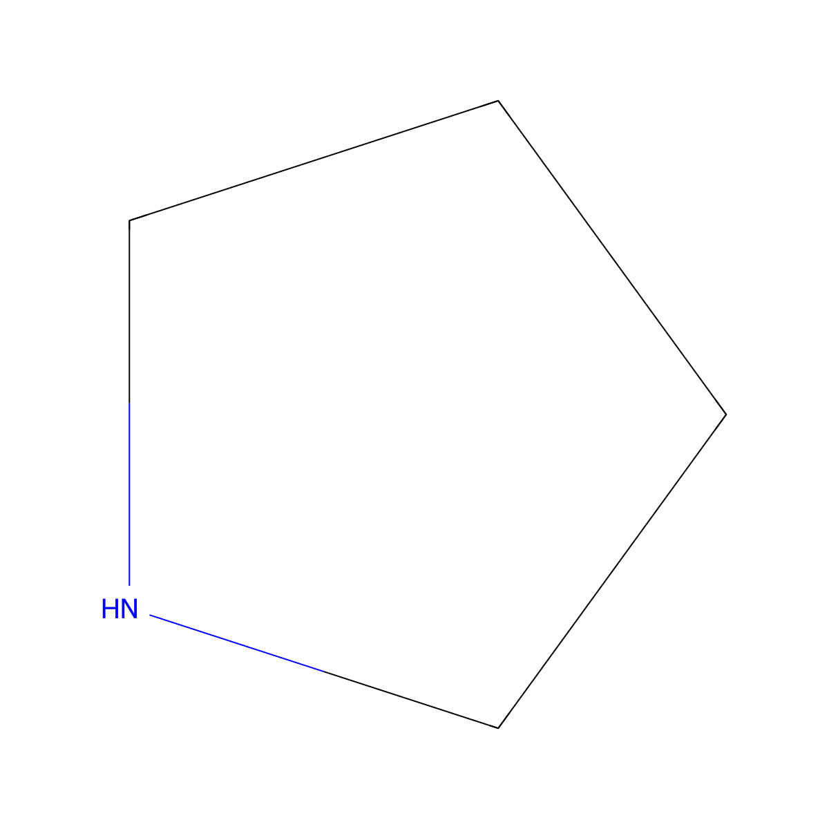 Pyrrolidine molecular structure, CAS 123-75-1
