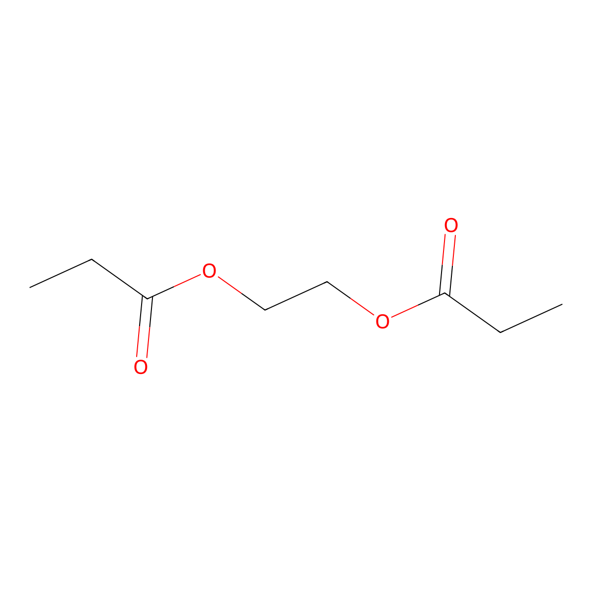 Ethylene glycol dipropionate molecular structure, CAS 123-80-8
