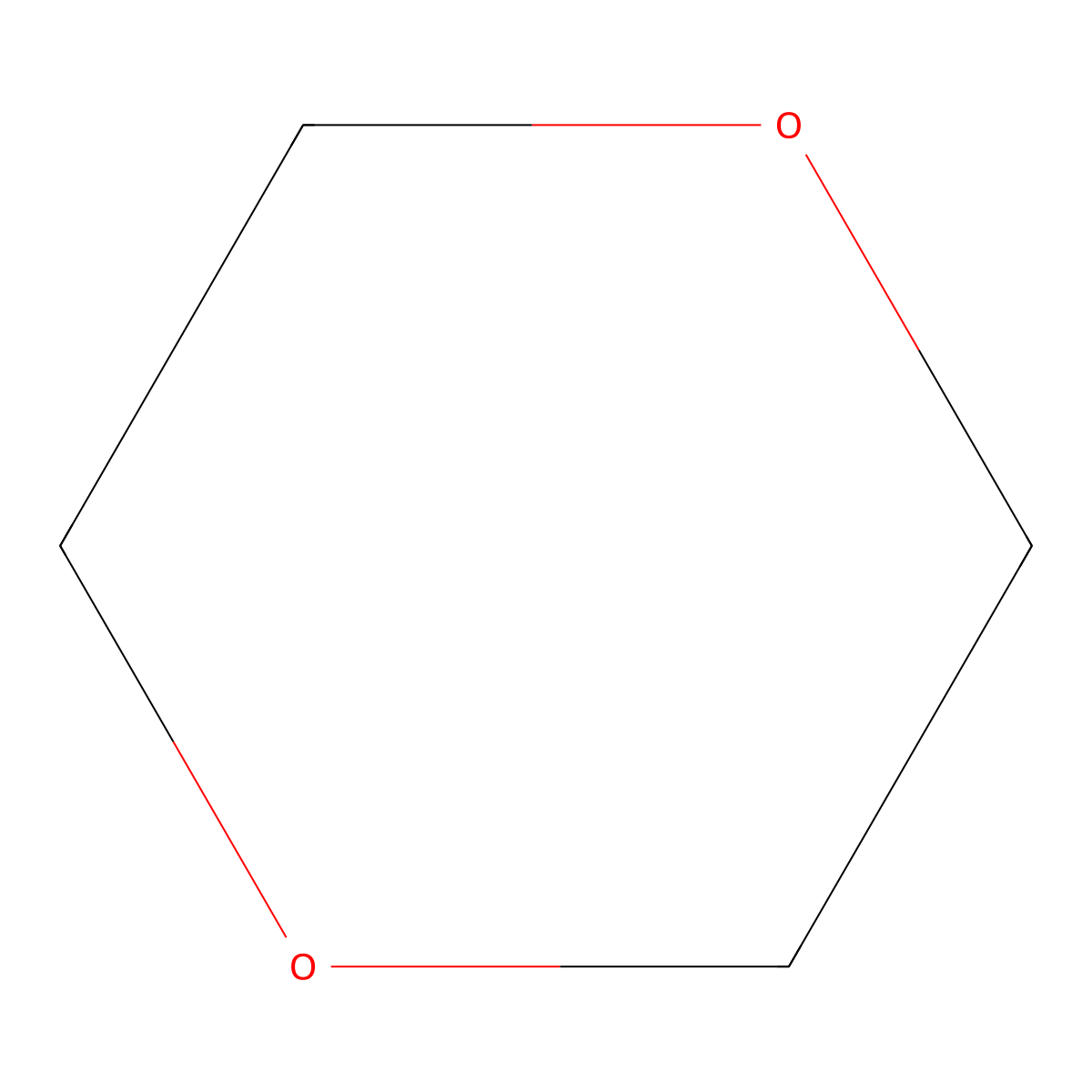 1,4-Dioxane molecular structure, CAS 123-91-1