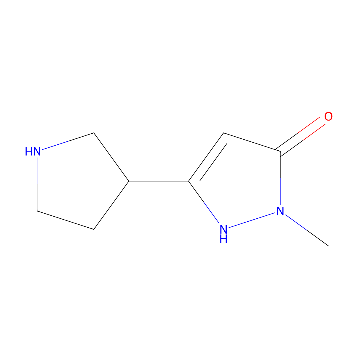 1-methyl-3-(pyrrolidin-3-yl)-1H-pyrazol-5-ol molecular structure, CAS 1230100-73-8