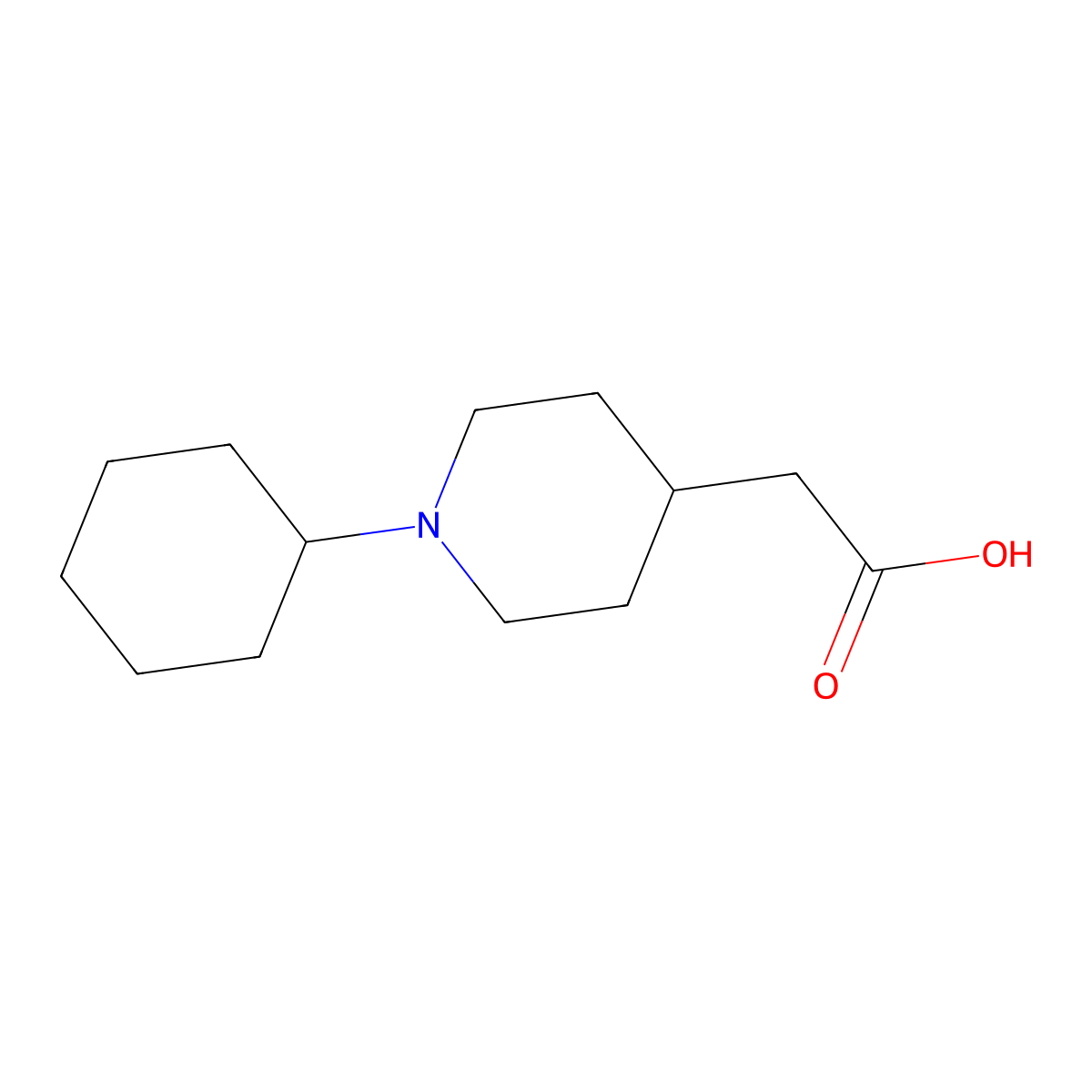 2-(1-Cyclohexylpiperidin-4-yl)acetic acid molecular structure, CAS 1230100-98-7