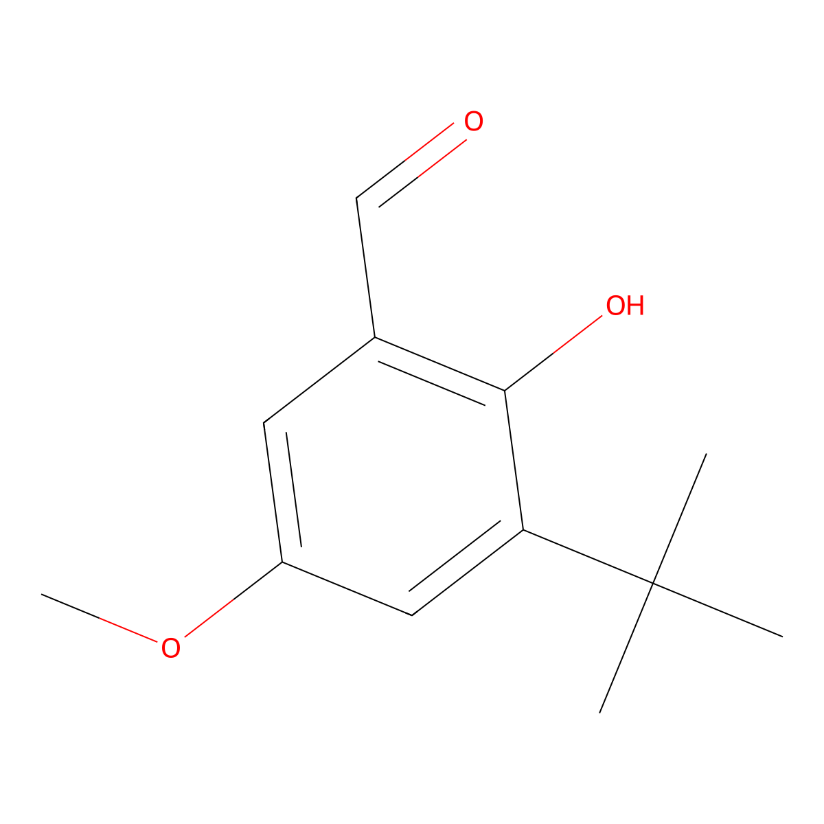3-Tert-butyl-2-hydroxy-5-methoxybenzaldehyde molecular structure, CAS 123013-13-8