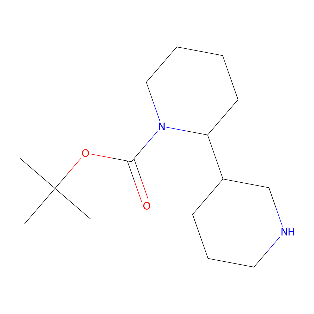 Tert-butyl 2-(piperidin-3-yl)piperidine-1-carboxylate molecular structure, CAS 1230134-36-7
