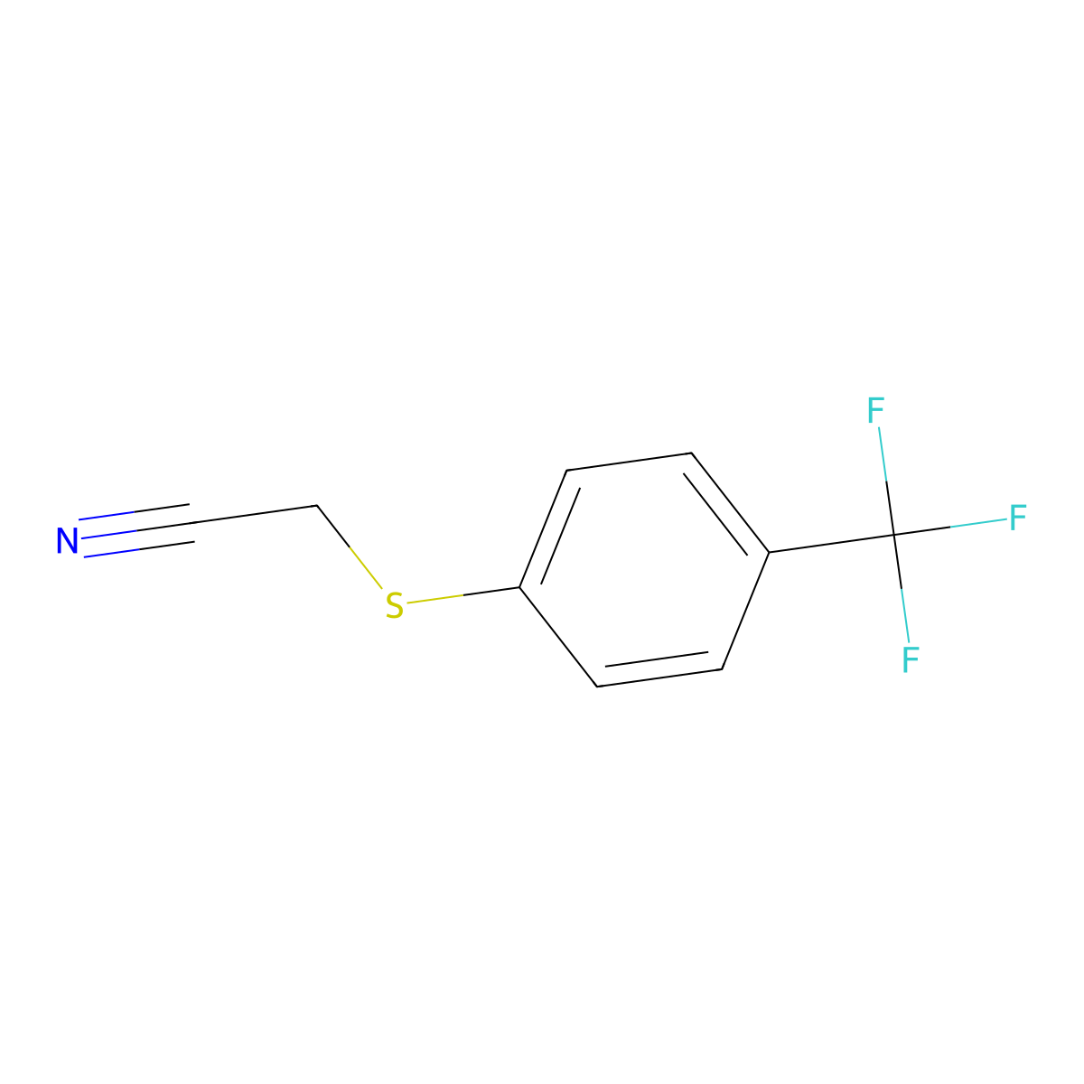 2-((4-(Trifluoromethyl)phenyl)thio)acetonitrile molecular structure, CAS 1230154-76-3