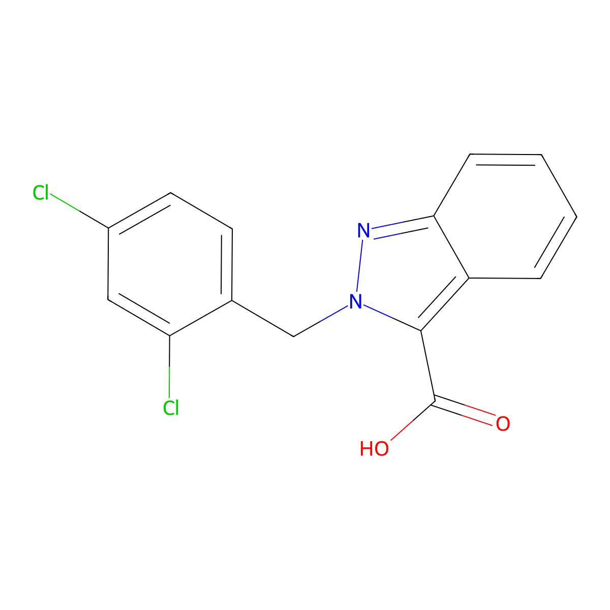 2-(2,4-Dichlorobenzyl)-2H-indazole-3-carboxylic acid molecular structure, CAS 123016-78-4