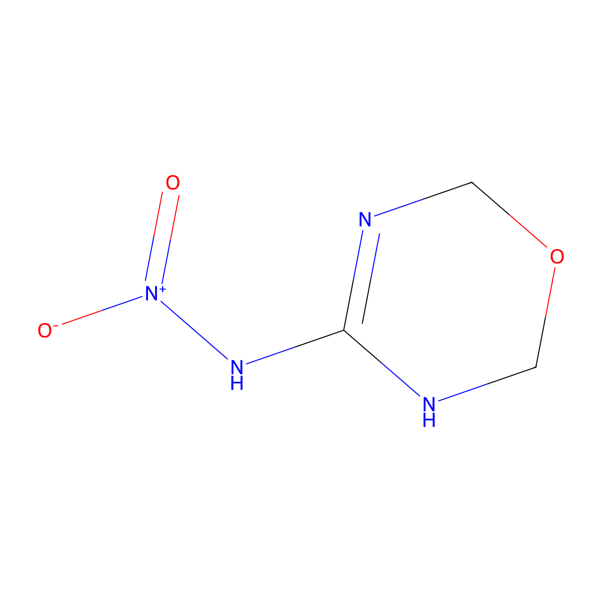 3,6-Dihydro-N-nitro-2H-1,3,5-oxadiazin-4-amine molecular structure, CAS 123019-22-7