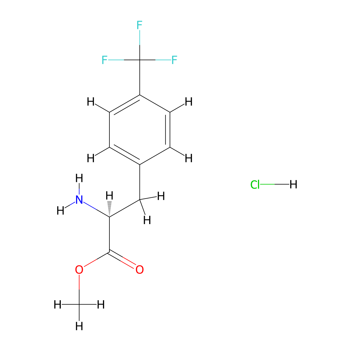 4-Trifluoromethyl-L-phenylalanine methyl ester HCl molecular structure, CAS 123023-03-0