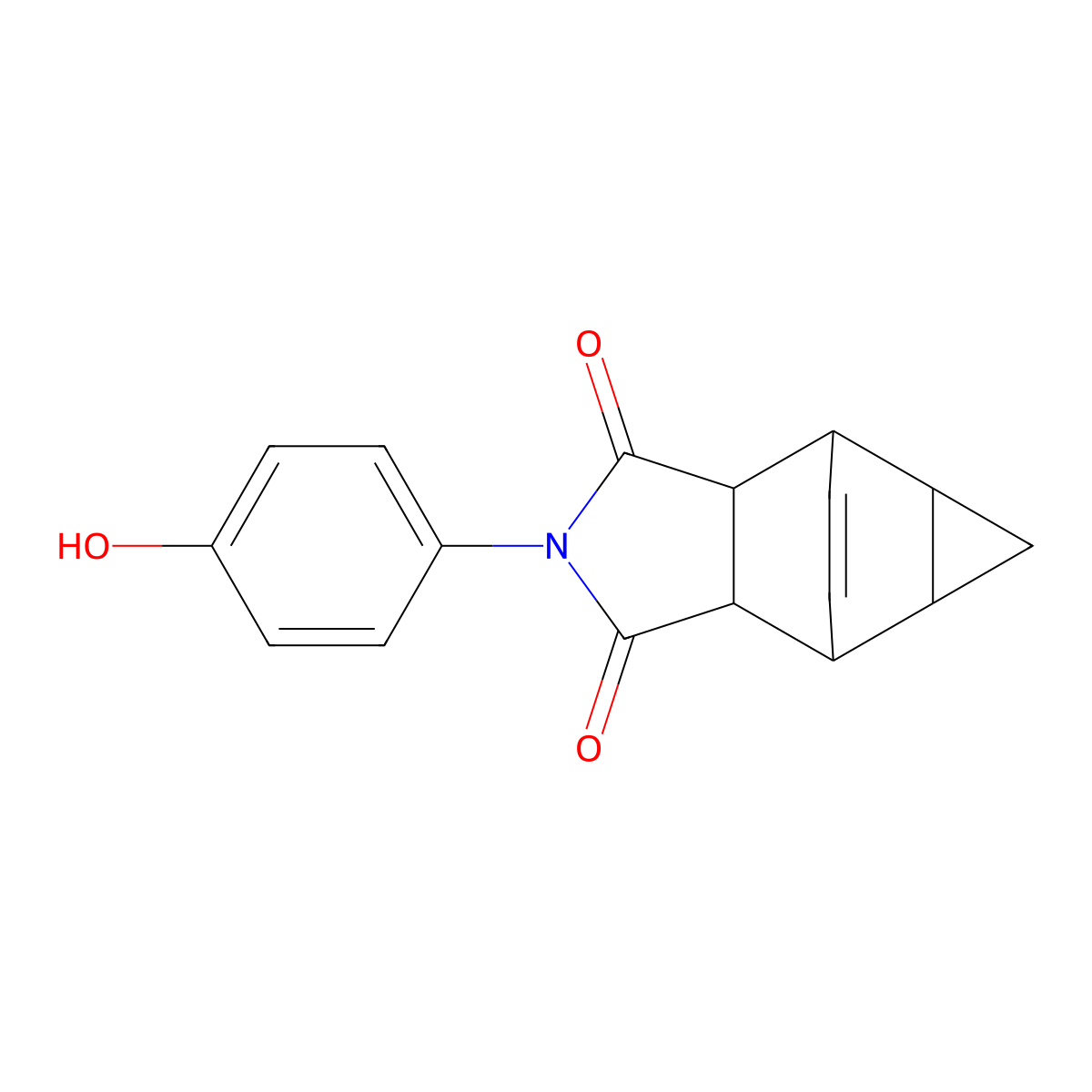 2-(4-hydroxyphenyl)hexahydro-4,6-ethenocyclopropa[f]isoindole-1,3(2H,3aH)-dione molecular structure, CAS 123023-54-1