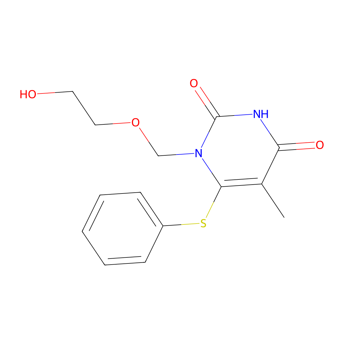 1-((2-Hydroxyethoxy)methyl)-6-(phenylthio)thymine molecular structure, CAS 123027-56-5