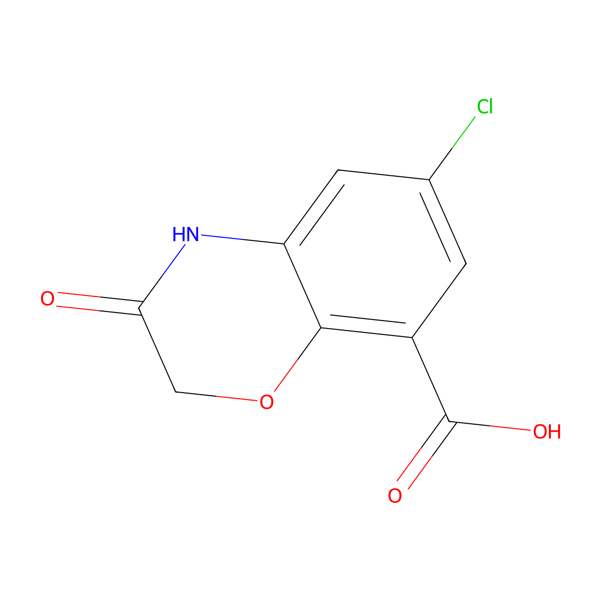 6-Chloro-3-oxo-3,4-dihydro-2H-1,4-benzoxazine-8-carboxylic acid molecular structure, CAS 123040-45-9