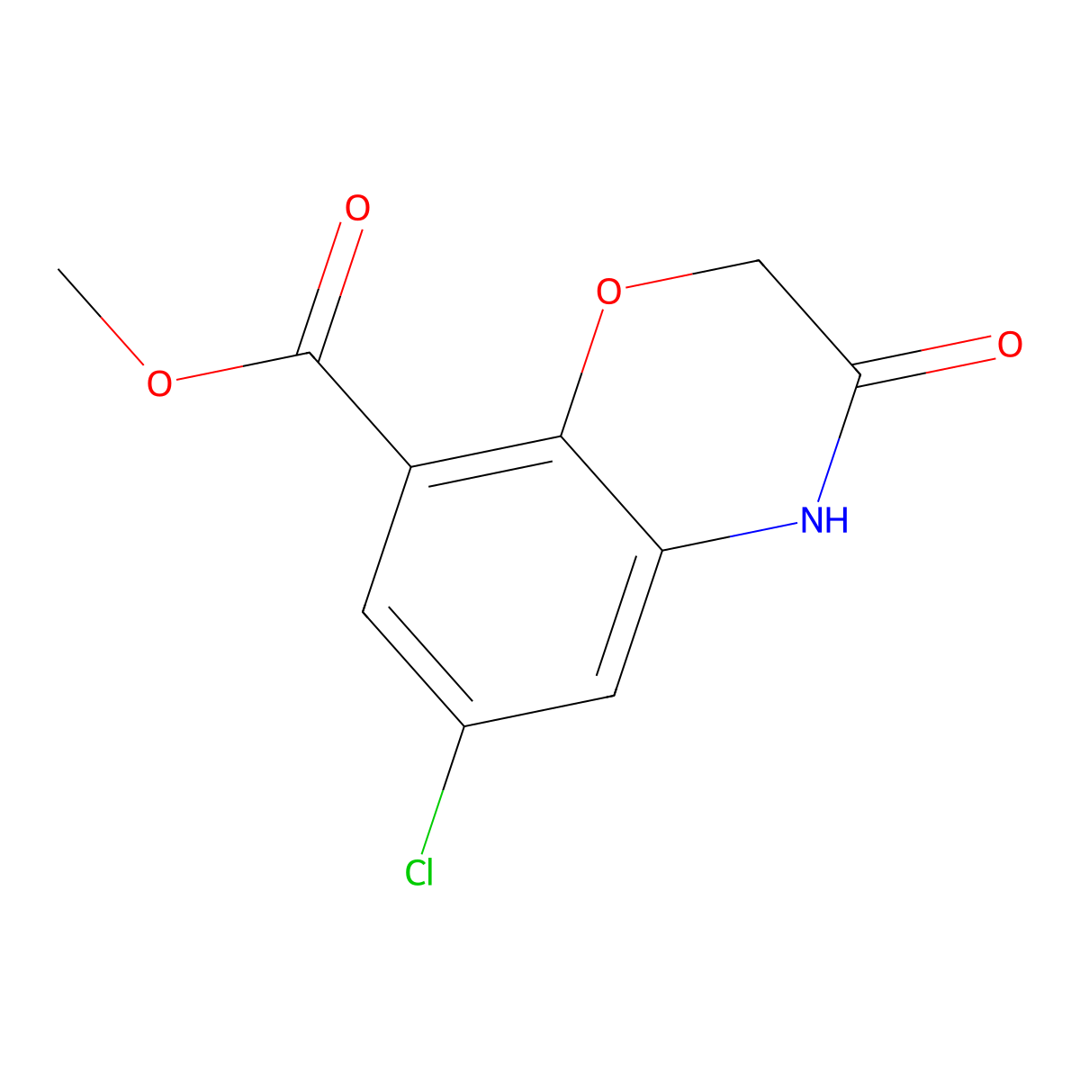 6-Chloro-3,4-dihydro-3-oxo-2H-1,4-benzoxazine-8-carboxylic acid methyl ester molecular structure, CAS 123040-75-5