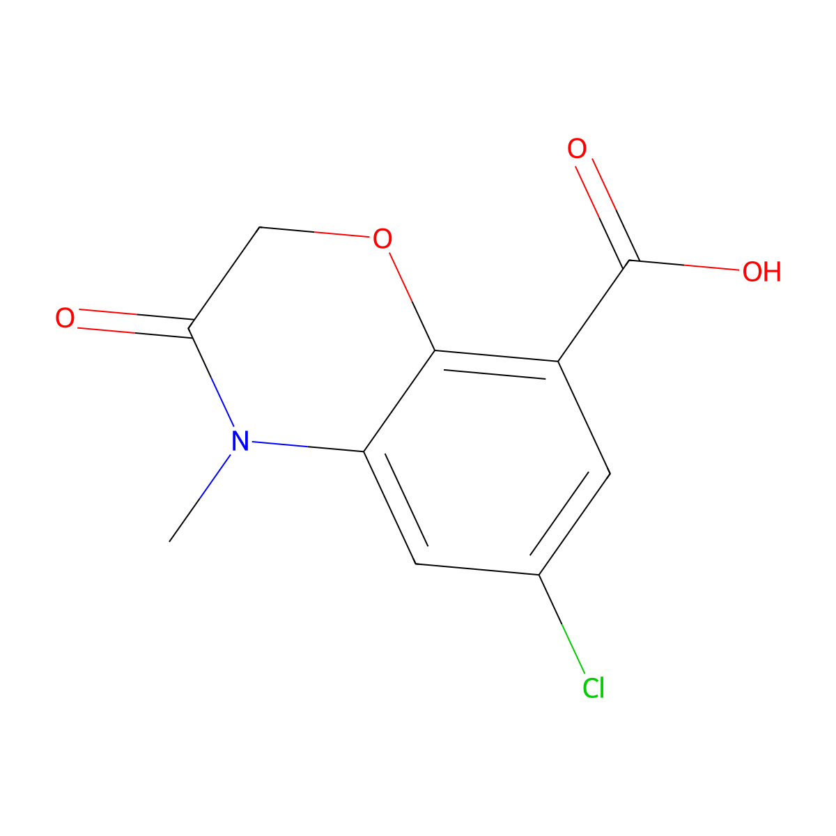 6-Chloro-4-methyl-3-oxo-3,4-dihydro-2H-benzo[b][1,4]oxazine-8-carboxylic acid molecular structure, CAS 123040-79-9