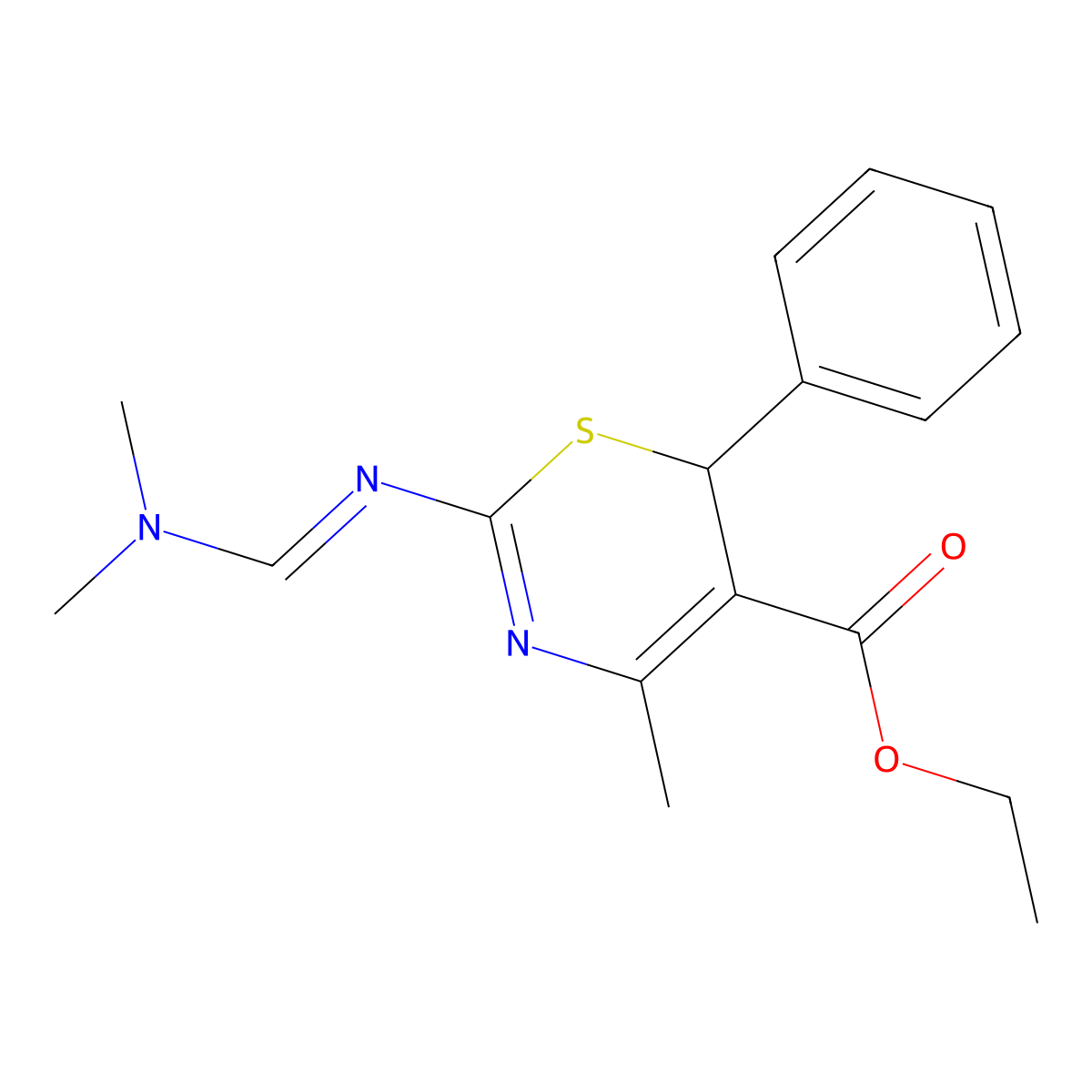 ethyl 2-[(E)-[(dimethylamino)methylidene]amino]-4-methyl-6-phenyl-6H-1,3-thiazine-5-carboxylate molecular structure, CAS 123044-12-2