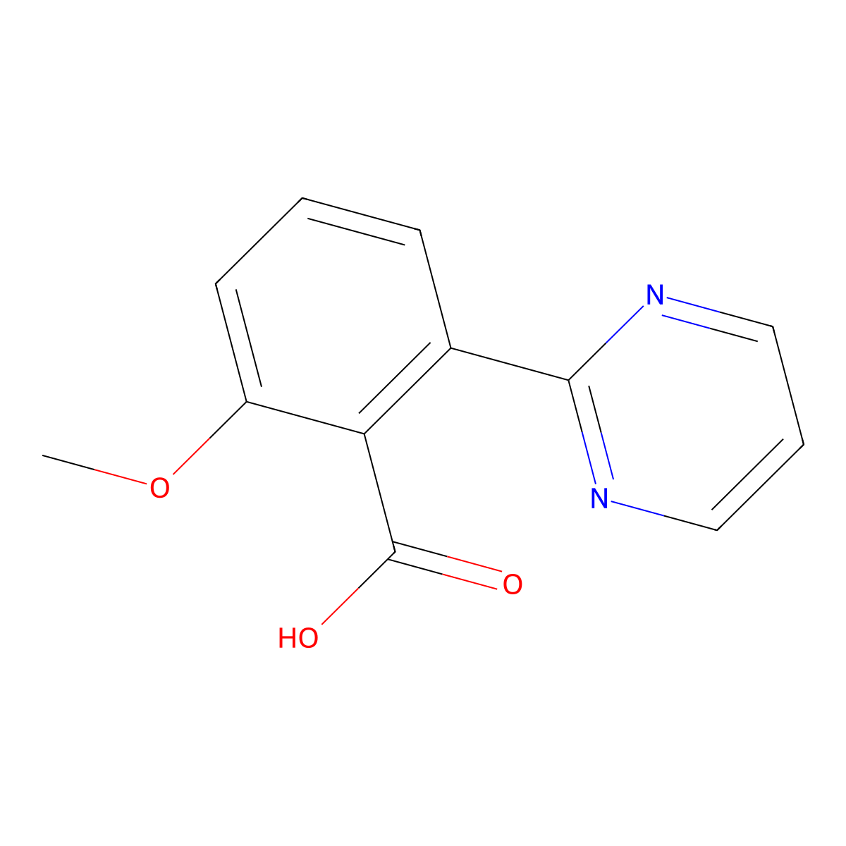 2-Methoxy-6-(pyrimidin-2-yl)benzoic acid molecular structure, CAS 1230452-22-8