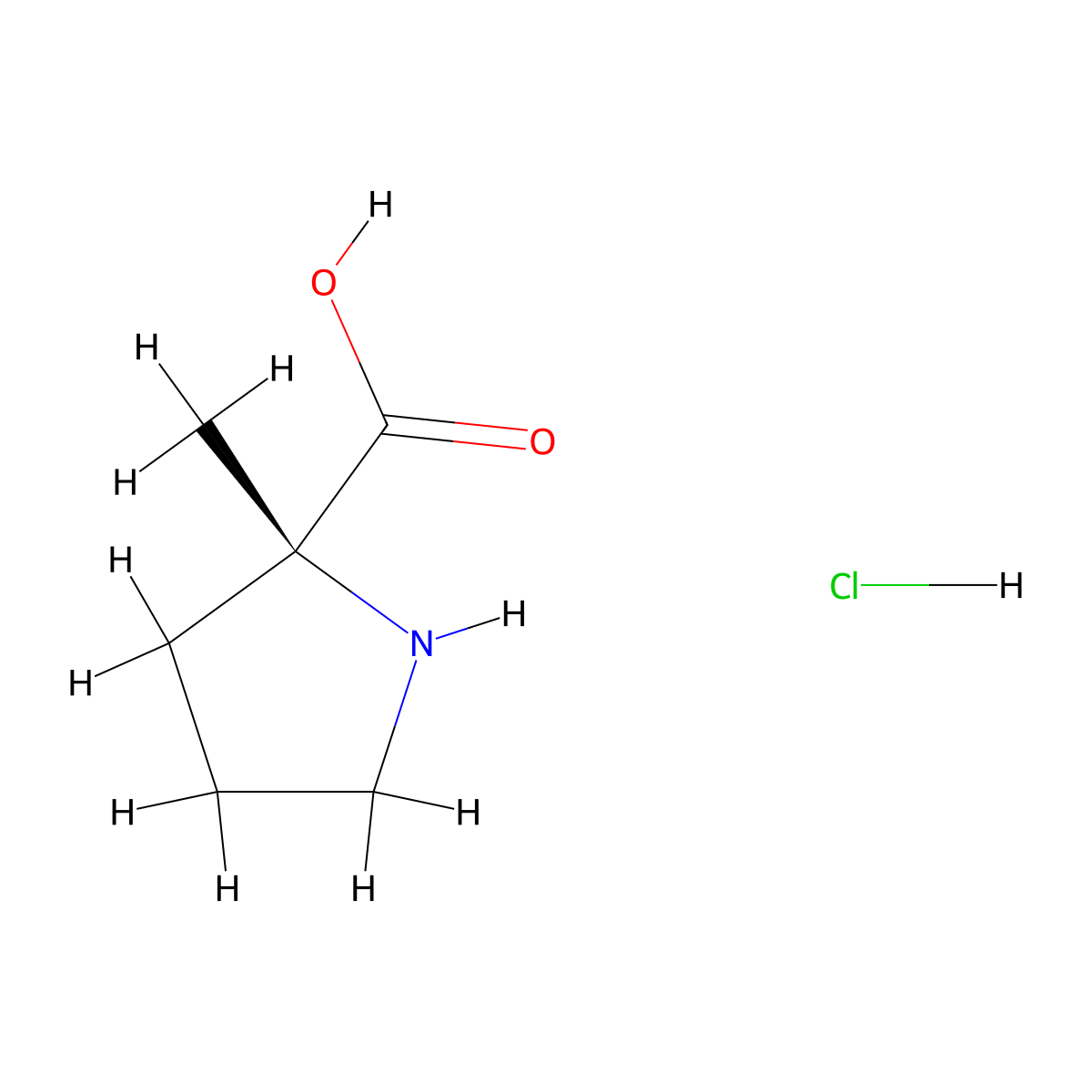 (2R)-2-methylpyrrolidine-2-carboxylic acid hydrochloride molecular structure, CAS 123053-48-5
