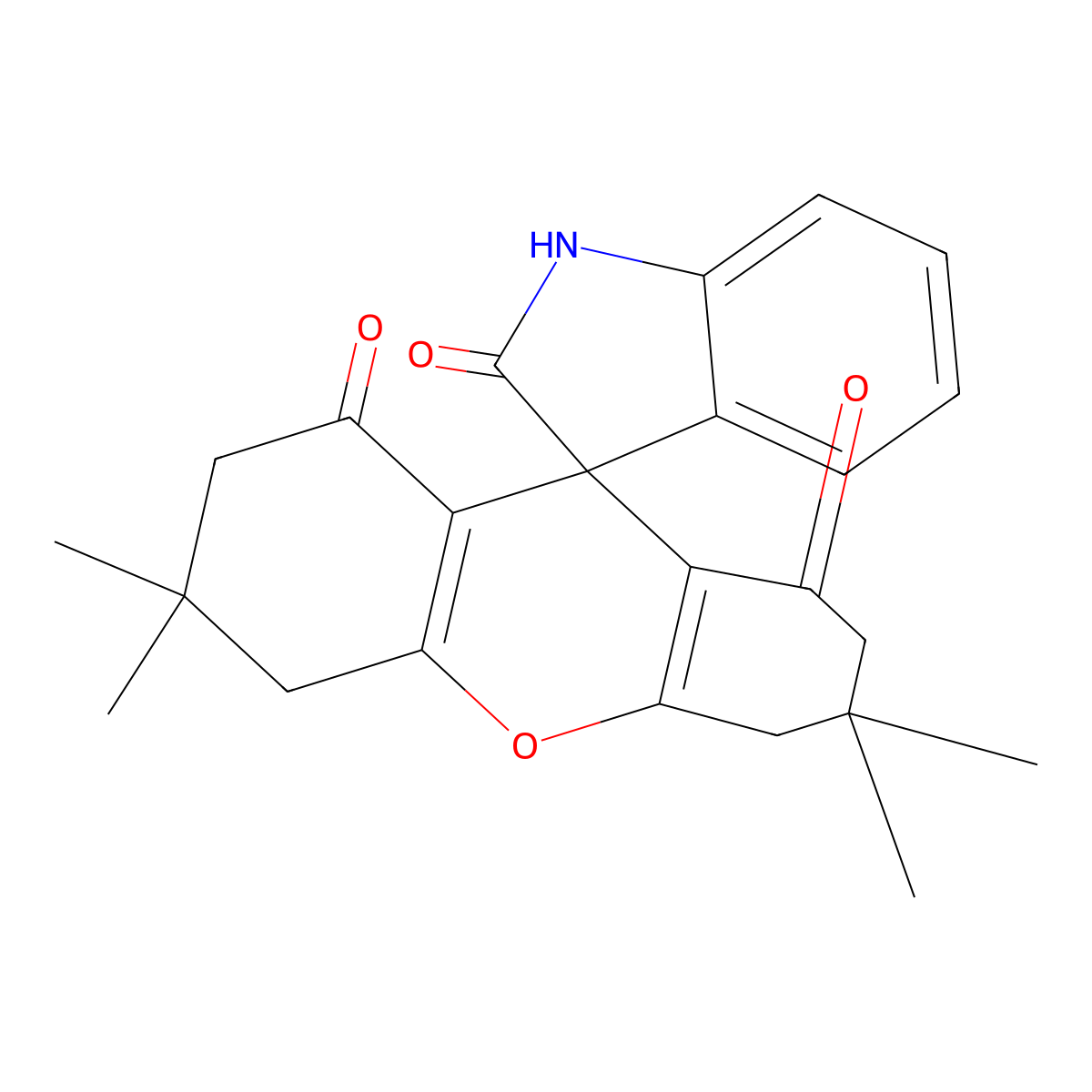 3',3',6',6'-tetramethylspiro[1H-indole-3,9'-2,4,5,7-tetrahydroxanthene]-1',2,8'-trione molecular structure, CAS 123055-54-9