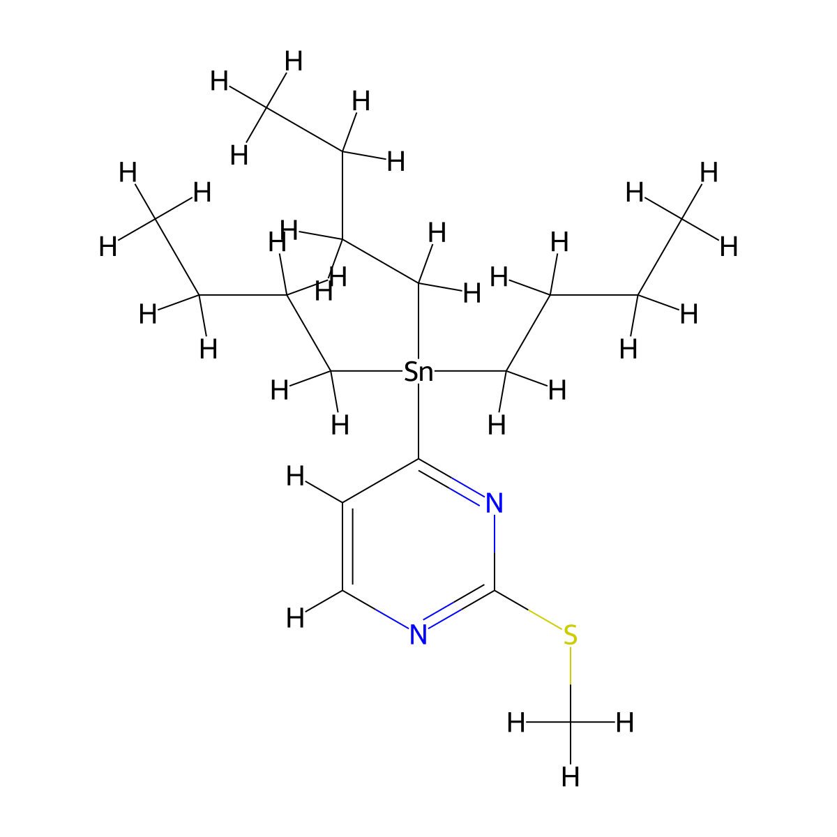 2-(Methylthio)-4-(tributylstannyl)pyrimidine molecular structure, CAS 123061-49-4