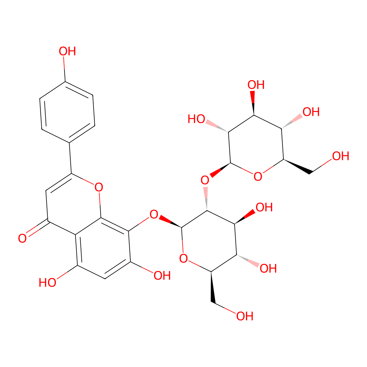 8-(((2S,3R,4S,5S,6R)-4,5-Dihydroxy-6-(hydroxymethyl)-3-(((2S,3R,4S,5S,6R)-3,4,5-trihydroxy-6-(hydroxymethyl)tetrahydro-2H-pyran-2-yl)oxy)tetrahydro-2H-pyran-2-yl)oxy)-5,7-dihydroxy-2-(4-hydroxyphenyl)-4H-chromen-4-one molecular structure, CAS 123063-33-2