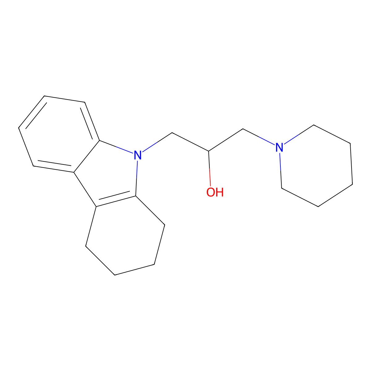 1-(piperidin-1-yl)-3-(1,2,3,4-tetrahydro-9H-carbazol-9-yl)propan-2-ol molecular structure, CAS 123063-75-2