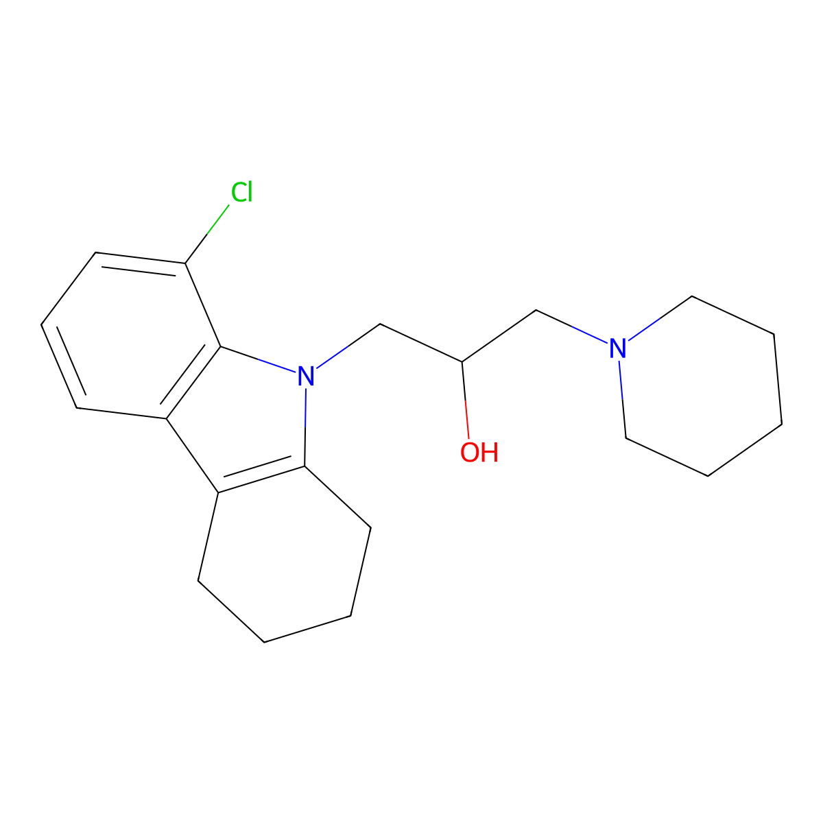 1-(8-chloro-1,2,3,4-tetrahydro-9H-carbazol-9-yl)-3-(piperidin-1-yl)propan-2-ol molecular structure, CAS 123063-86-5