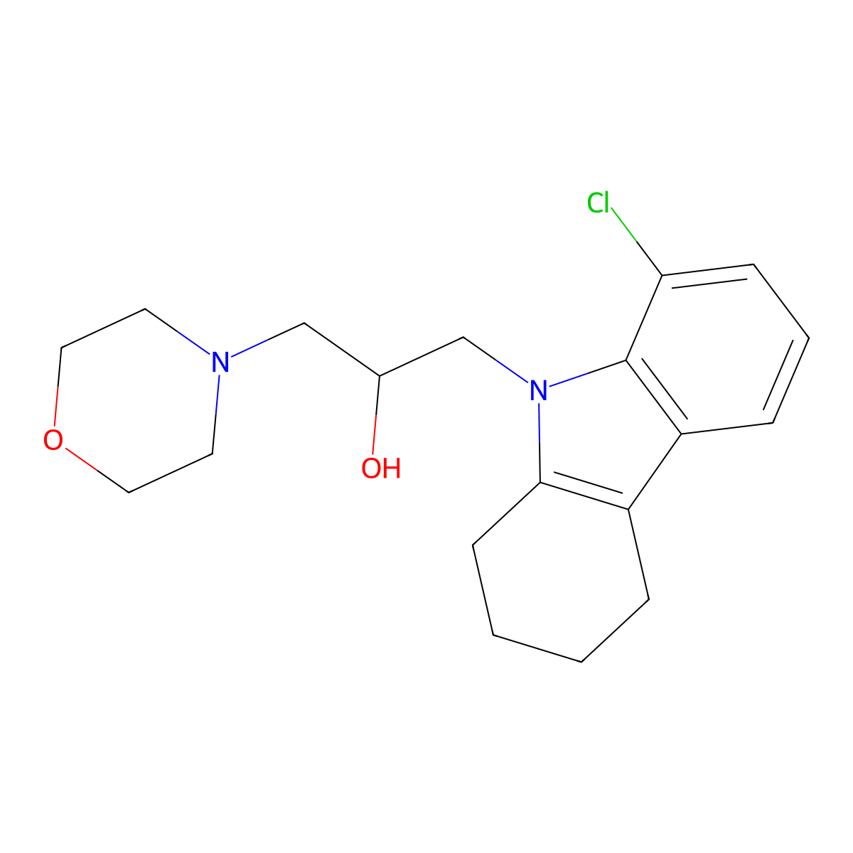 1-(8-chloro-1,2,3,4-tetrahydro-9H-carbazol-9-yl)-3-(morpholin-4-yl)propan-2-ol molecular structure, CAS 123063-87-6