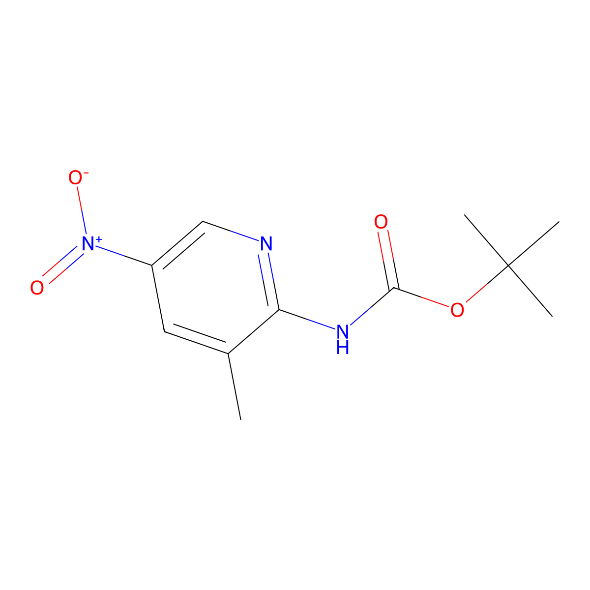 Tert-butyl (3-methyl-5-nitropyridin-2-yl)carbamate molecular structure, CAS 1230637-09-8