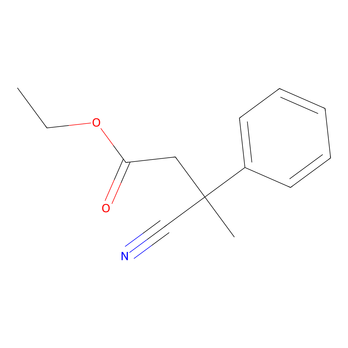 Ethyl 3-cyano-3-phenylbutanoate molecular structure, CAS 123064-05-1