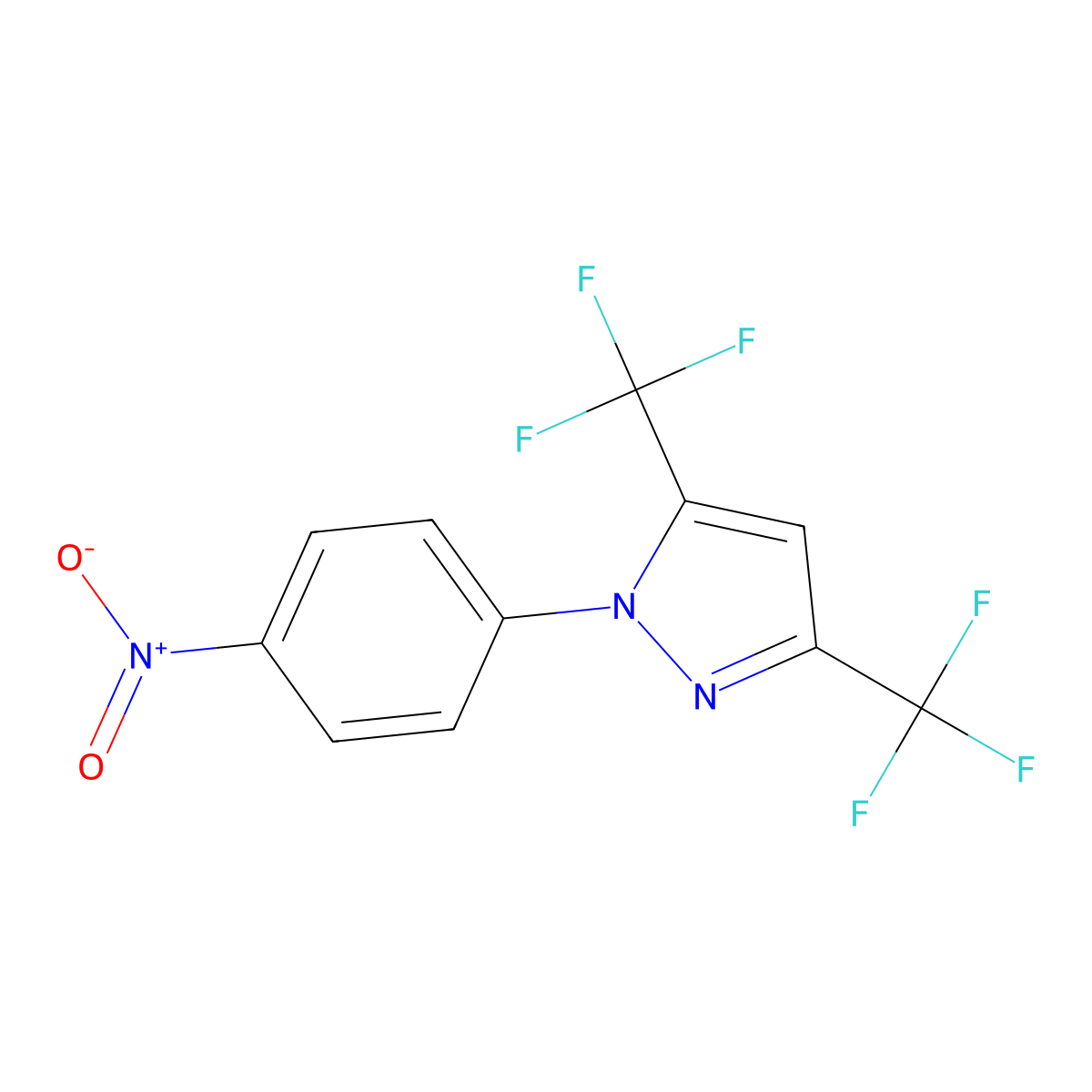 1-(4-nitrophenyl)-3,5-bis(trifluoromethyl)-1H-pyrazole molecular structure, CAS 123066-63-7