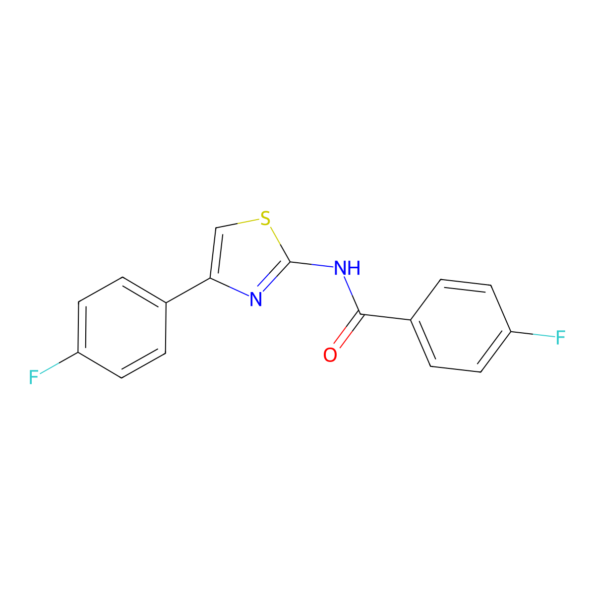 4-fluoro-N-[4-(4-fluorophenyl)-1,3-thiazol-2-yl]benzamide molecular structure, CAS 123084-37-7