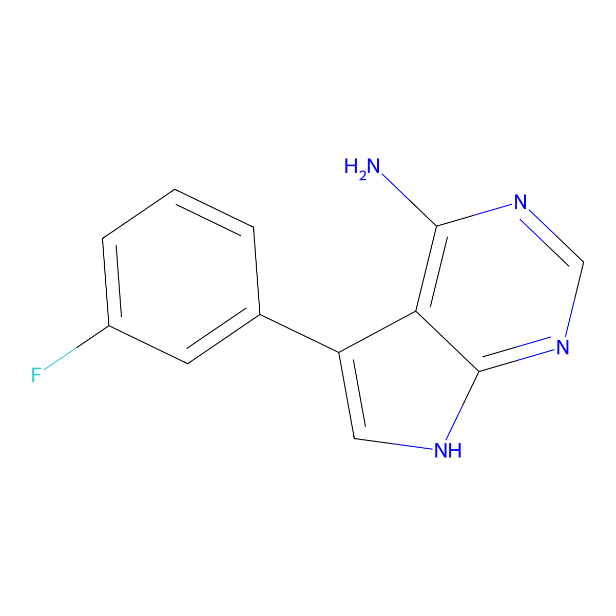 5-(3-fluorophenyl)-7H-pyrrolo[2,3-d]pyrimidin-4-amine molecular structure, CAS 1230845-27-8