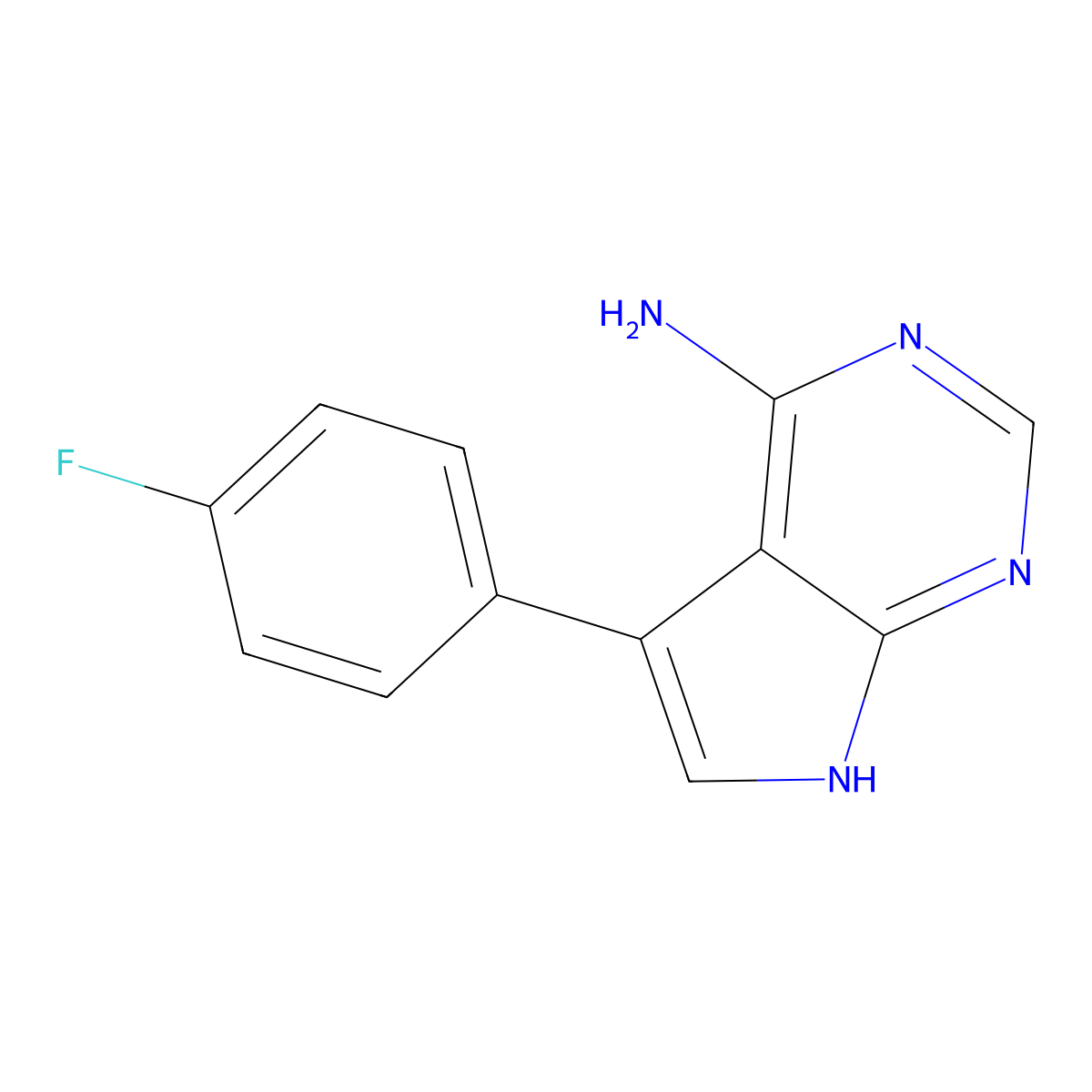5-(4-fluorophenyl)-7H-pyrrolo[2,3-d]pyrimidin-4-amine molecular structure, CAS 1230845-28-9