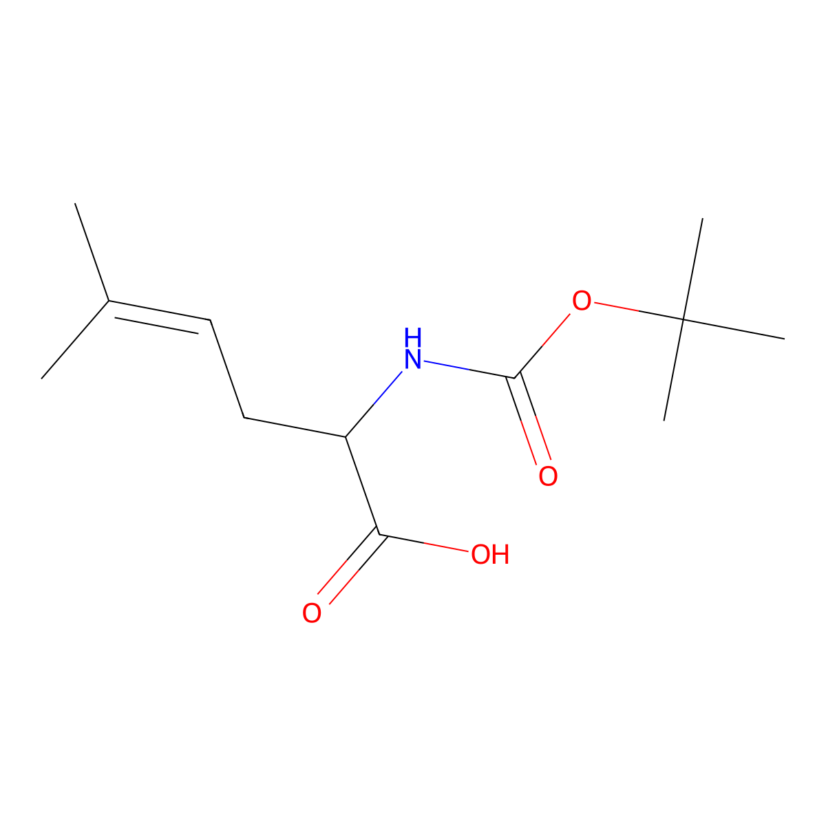 Boc-(S)-2-Amino-5-methylhex-4-enoic acid molecular structure, CAS 123098-61-3