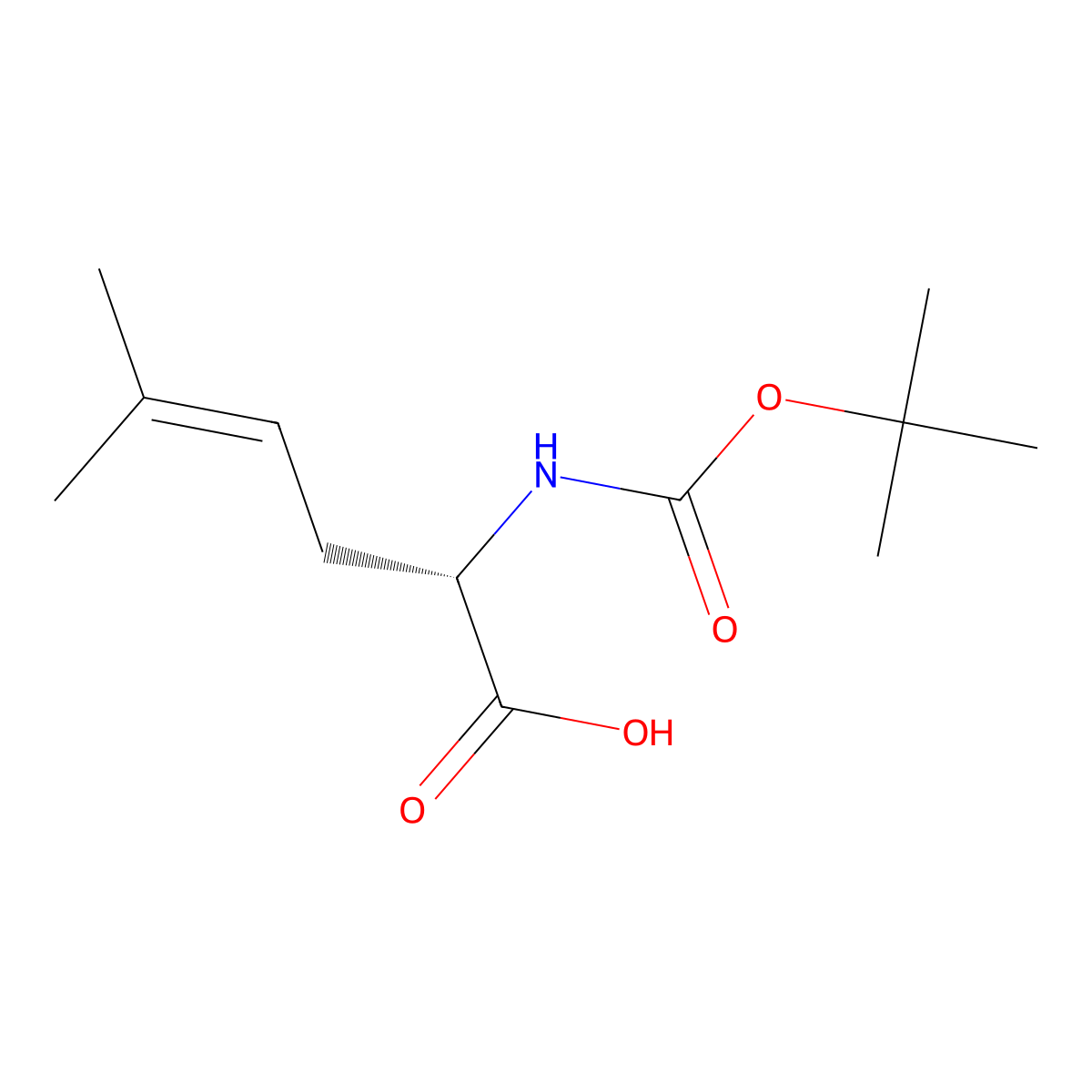 Boc-(S)-2-Amino-5-methylhex-4-enoic acid molecular structure, CAS 123098-61-3