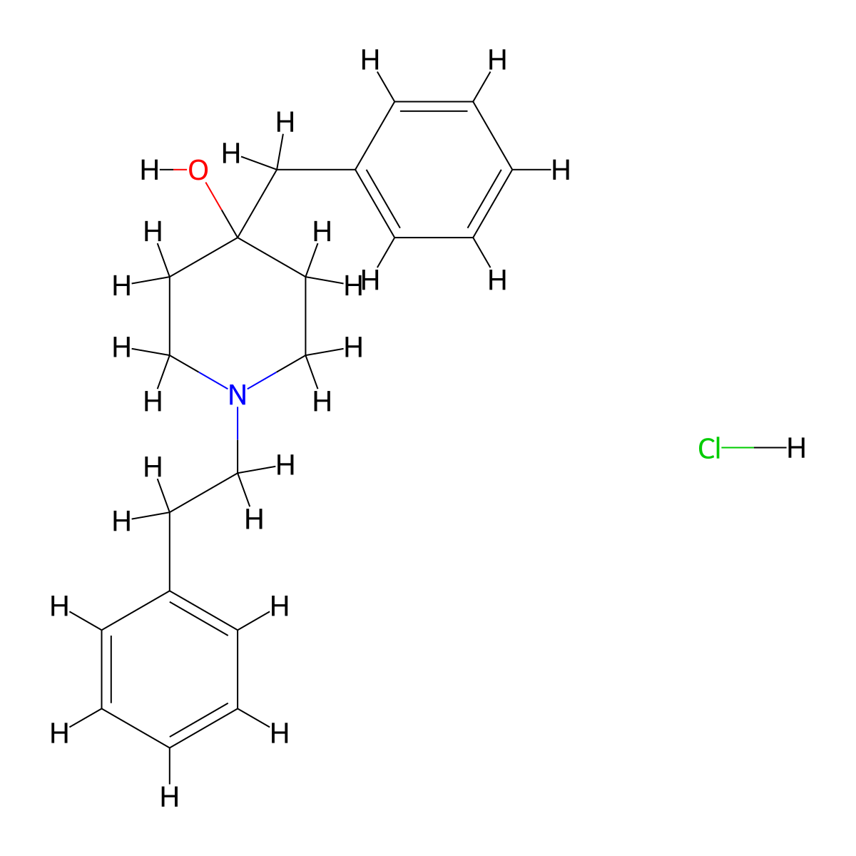4-Piperidinol,1-(2-phenylethyl)-4-(phenylmethyl)-,hydrochloride molecular structure, CAS 1231-71-6
