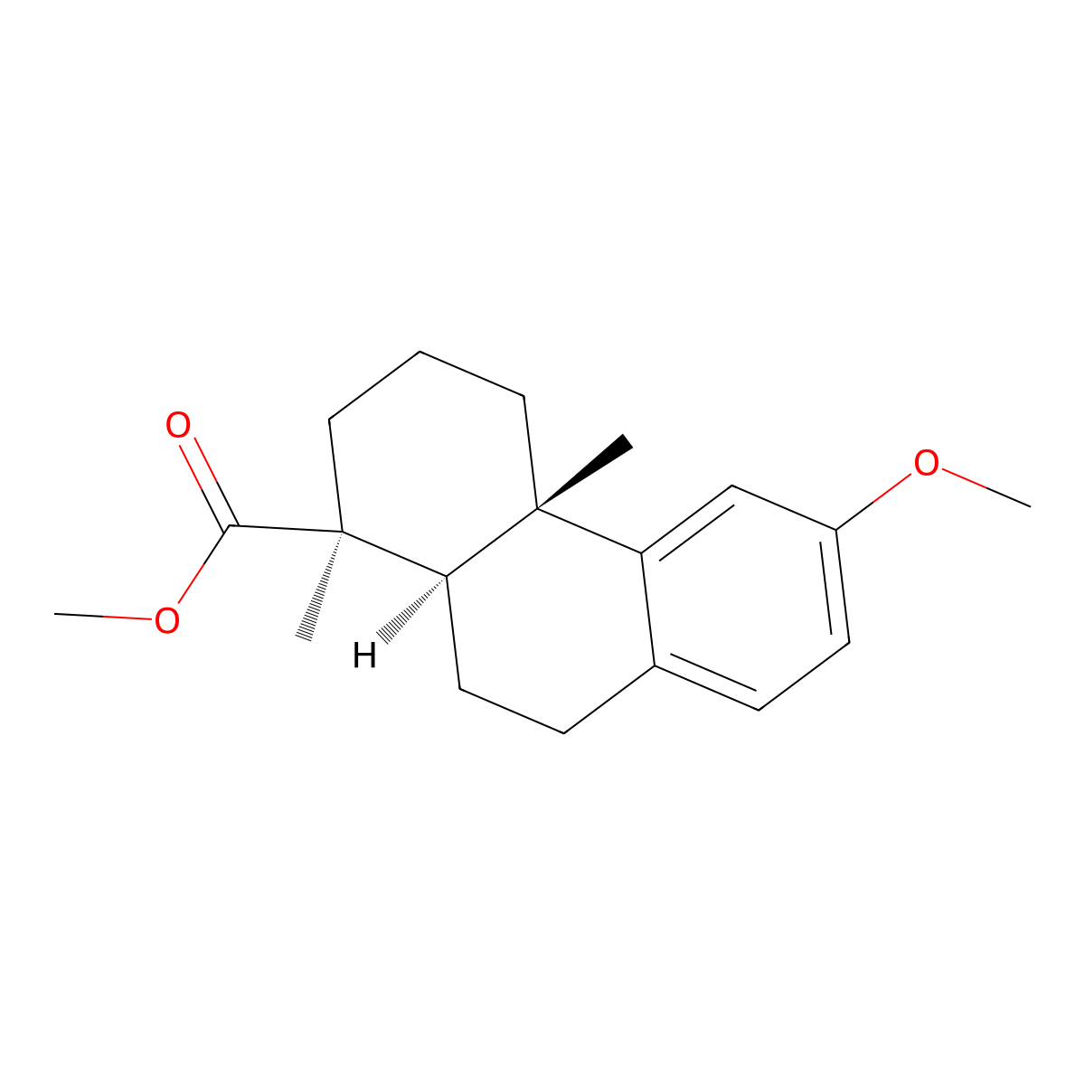 Methyl (1S,4aS,10aR)-1,2,3,4,4a,9,10,10a-octahydro-6-methoxy-1,4a-dimethyl-1-phenanthrenecarboxylate molecular structure, CAS 1231-74-9