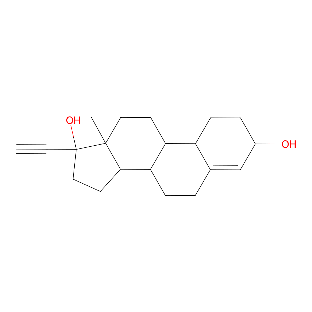Ethynodiol molecular structure, CAS 1231-93-2