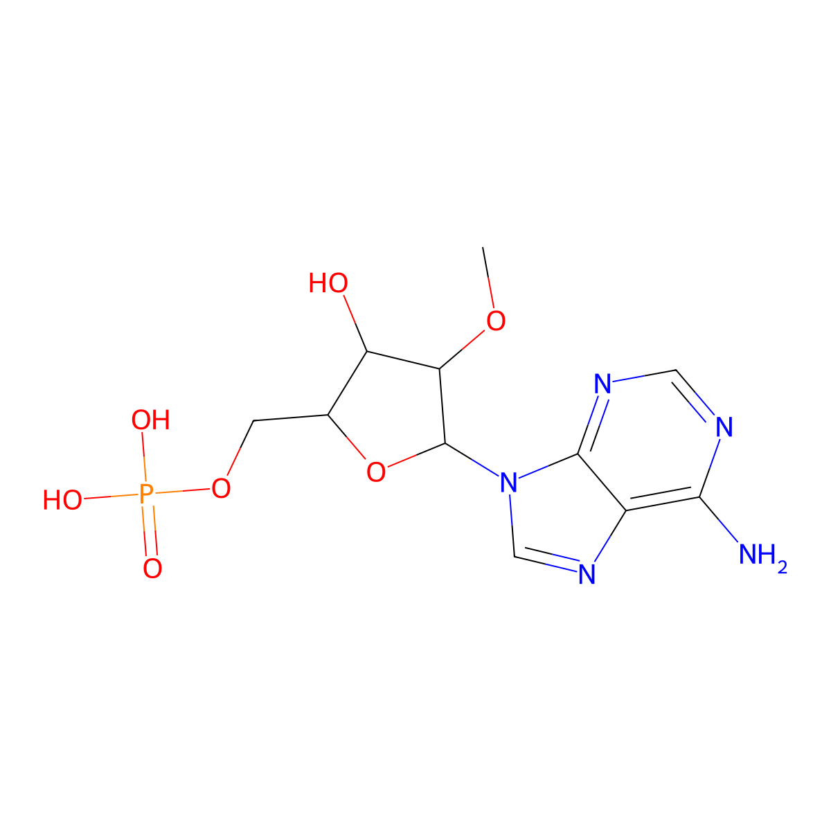 2'-O-methyladenosine 5'-monophosphate molecular structure, CAS 1231158-15-8