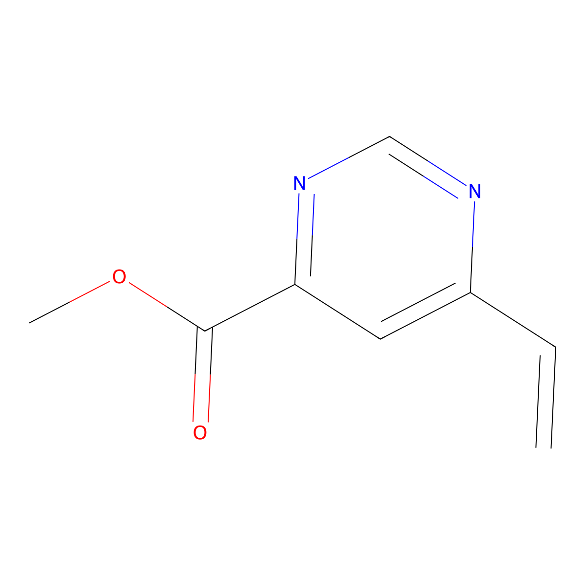 Methyl 6-vinylpyrimidine-4-carboxylate molecular structure, CAS 1231179-92-2