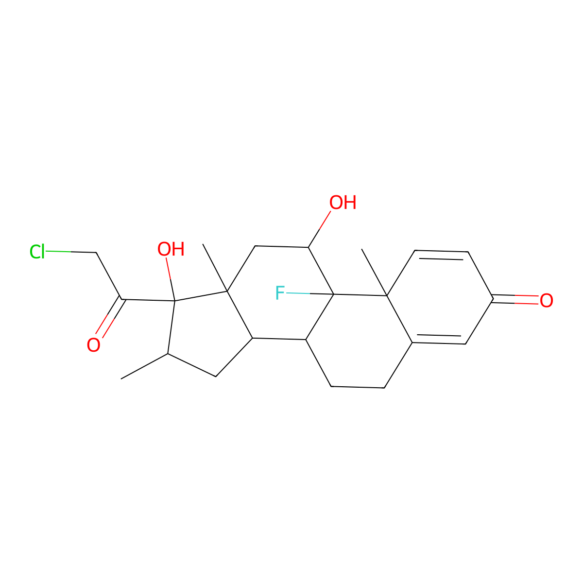 17-(2-chloroacetyl)-9-fluoro-11,17-dihydroxy-10,13,16-trimethyl-6,7,8,9,10,11,12,13,14,15,16,17-dodecahydro-3H-cyclopenta[a]phenanthren-3-one molecular structure, CAS 1231185-79-7