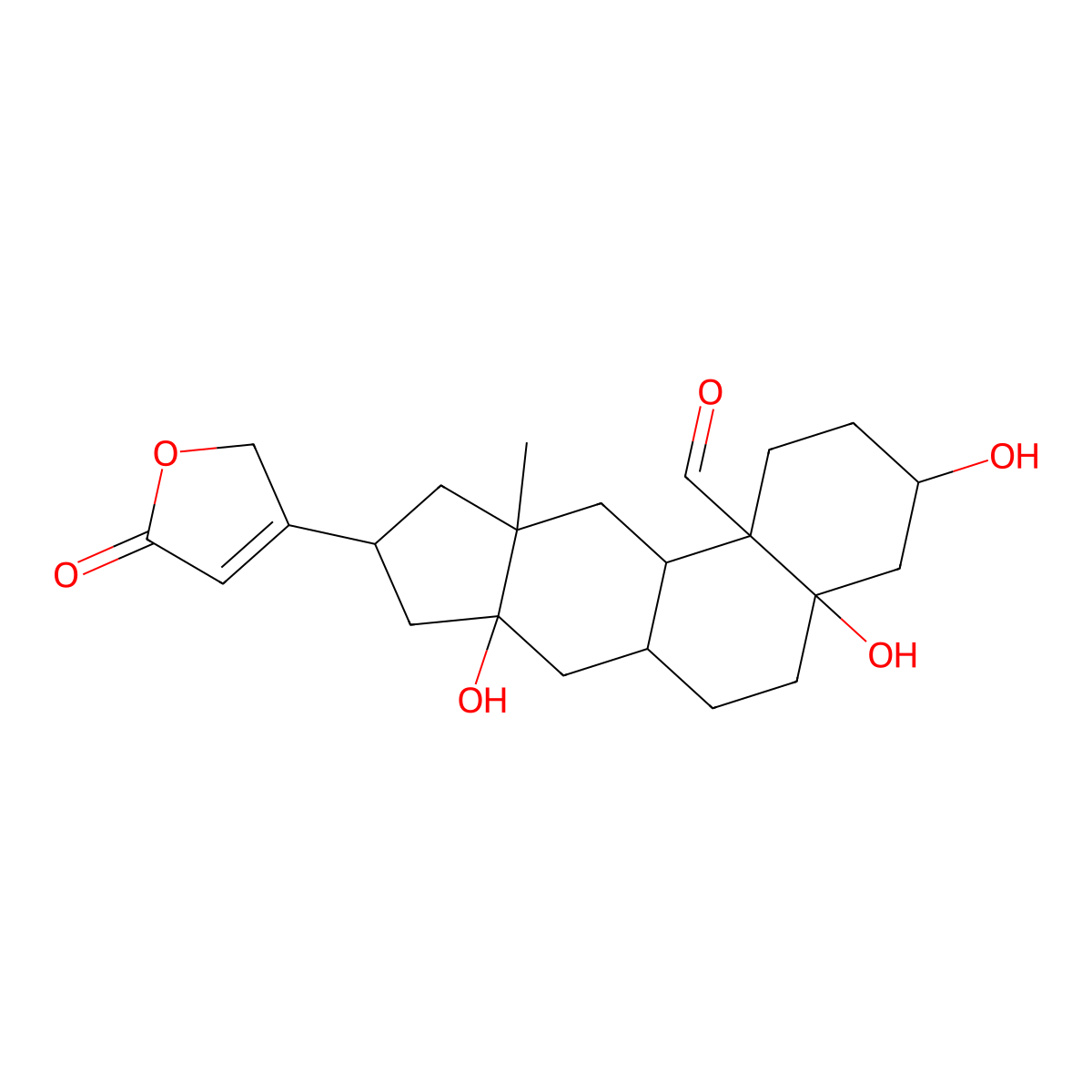 (3R,6aS,11aS)-3,4a,7a-Trihydroxy-10a-methyl-9-(5-oxo-2,5-dihydrofuran-3-yl)hexadecahydro-11bH-cyclopenta[b]phenanthrene-11b-carbaldehyde molecular structure, CAS 1231185-85-5