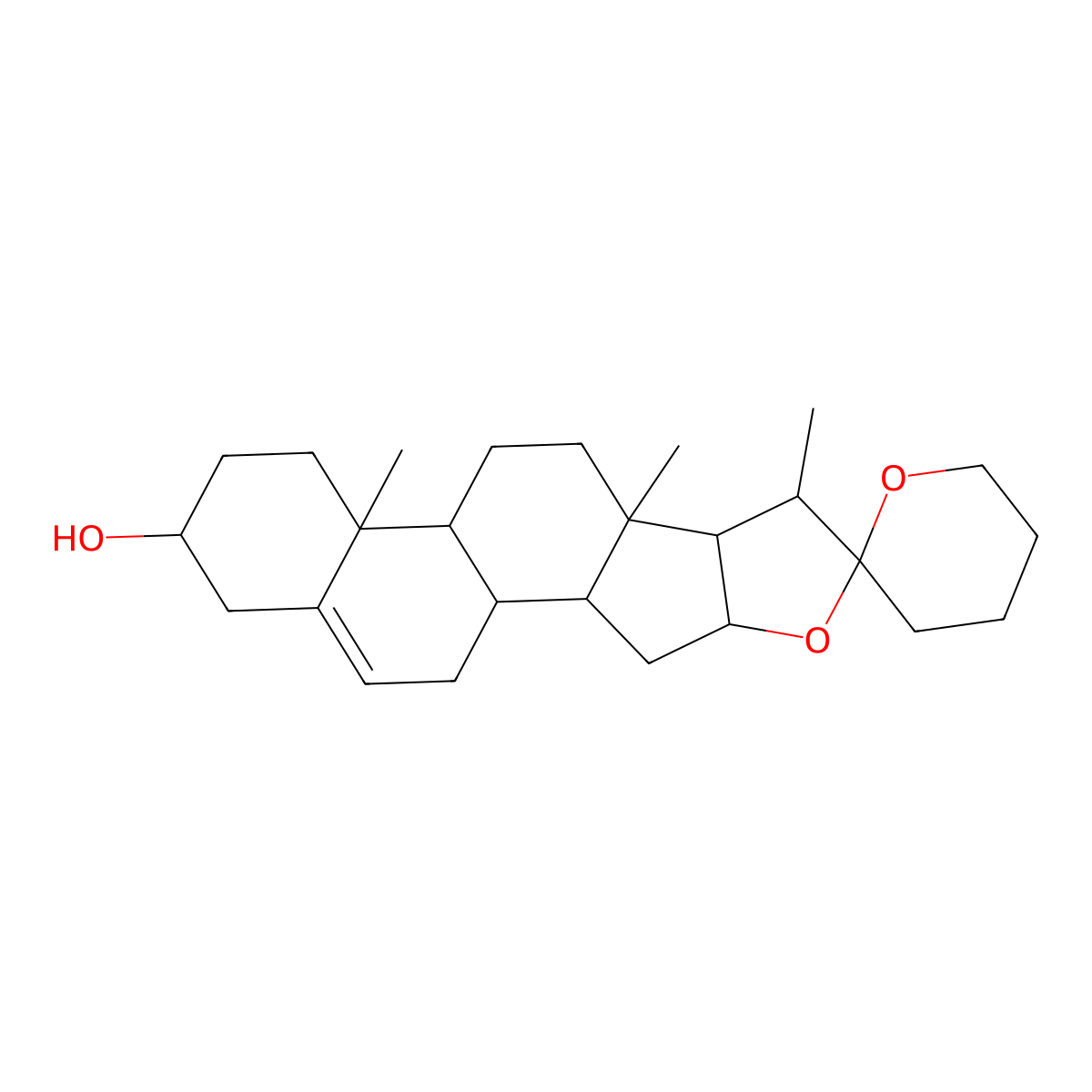 4a,6a,7-Trimethyl-1,2,3,3',4,4',4a,4b,5,5',6,6',6a,6b,7,9a,10,10a,10b,11-icosahydrospiro[naphtho[2',1':4,5]indeno[2,1-b]furan-8,2'-pyran]-2-ol molecular structure, CAS 1231186-21-2