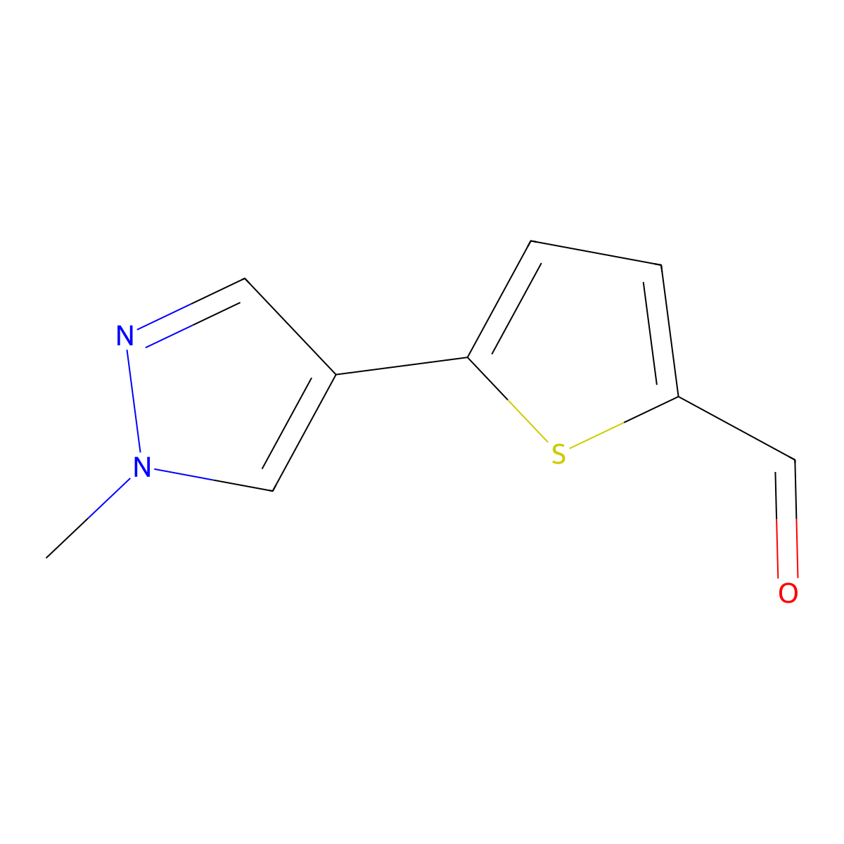 5-(1-methyl-1H-pyrazol-4-yl)thiophene-2-carbaldehyde molecular structure, CAS 1231192-14-5