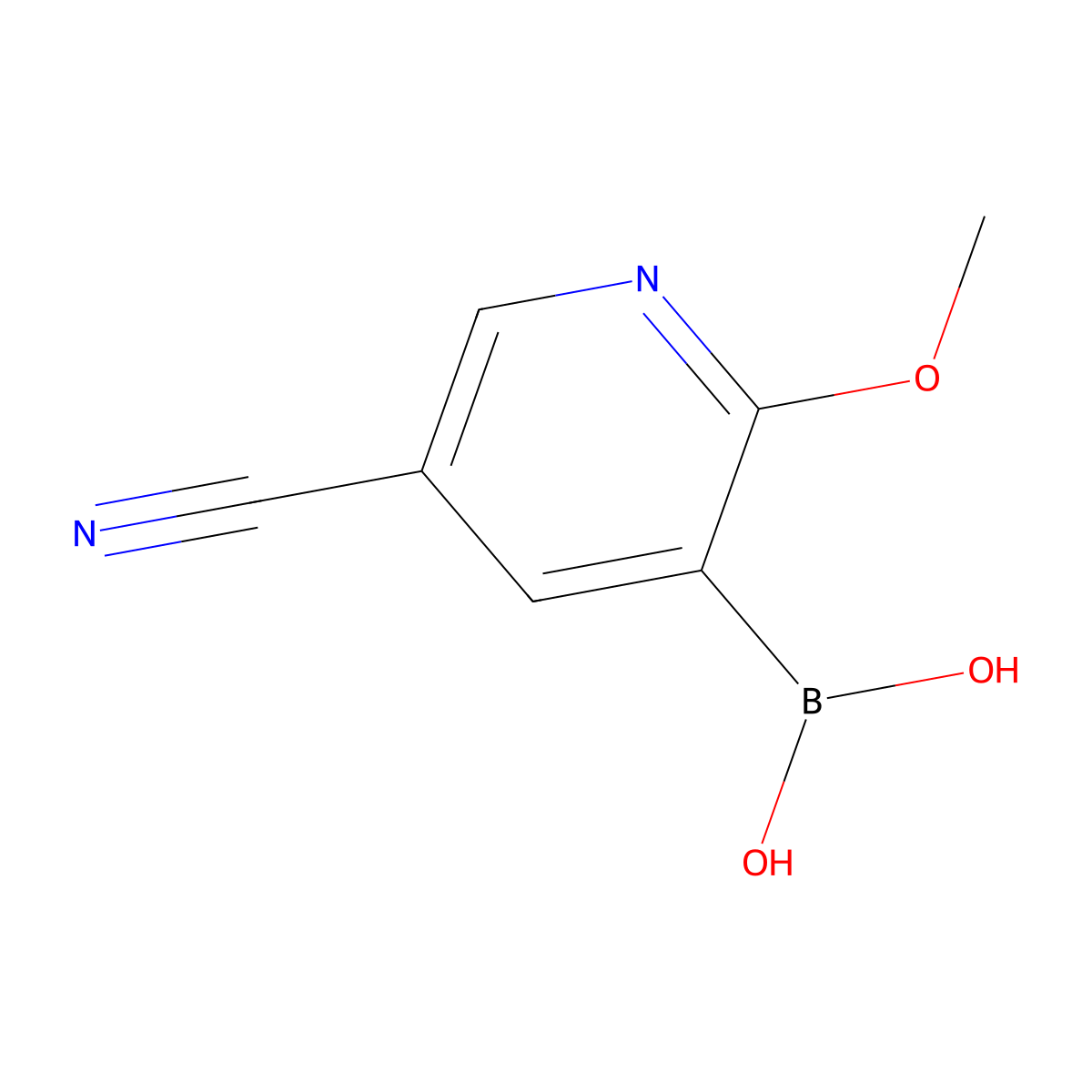 (5-Cyano-2-methoxypyridin-3-yl)boronic acid molecular structure, CAS 1231231-15-4
