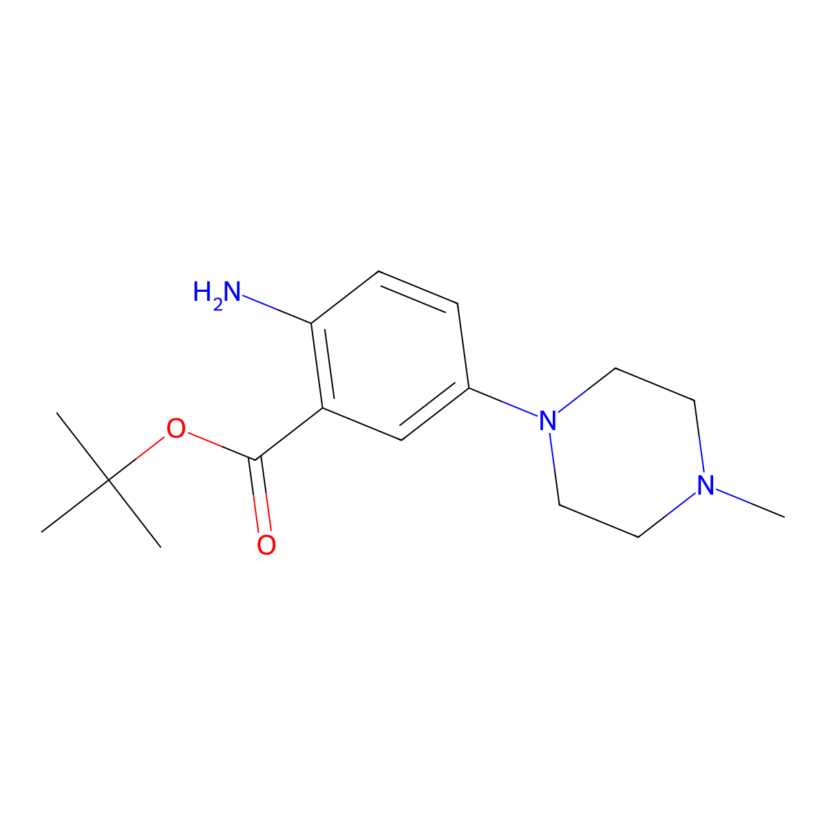 Tert-butyl 2-amino-5-(4-methylpiperazin-1-yl)benzoate molecular structure, CAS 1231251-99-2