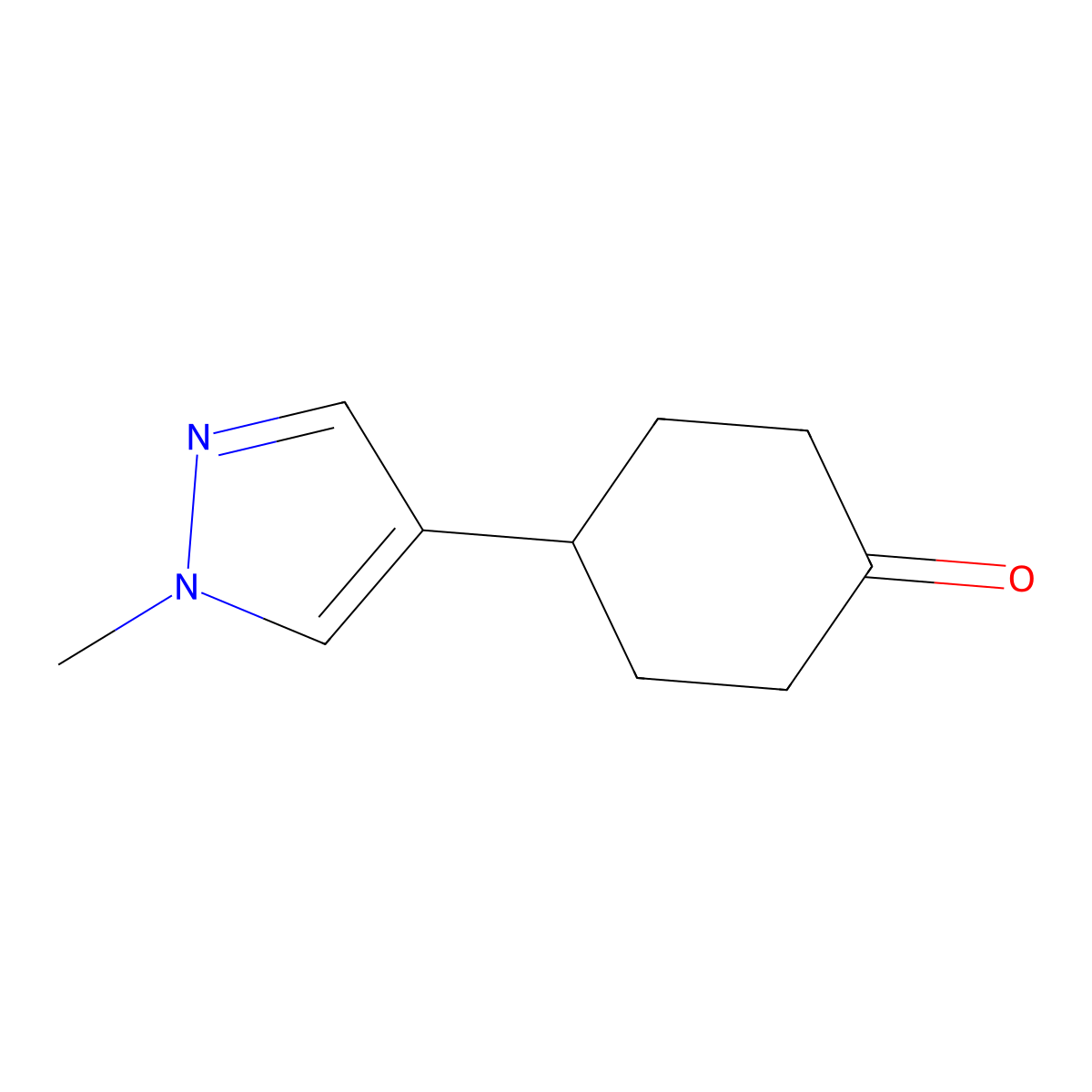 4-(1-methyl-1H-pyrazol-4-yl)cyclohexan-1-one molecular structure, CAS 1231258-34-6