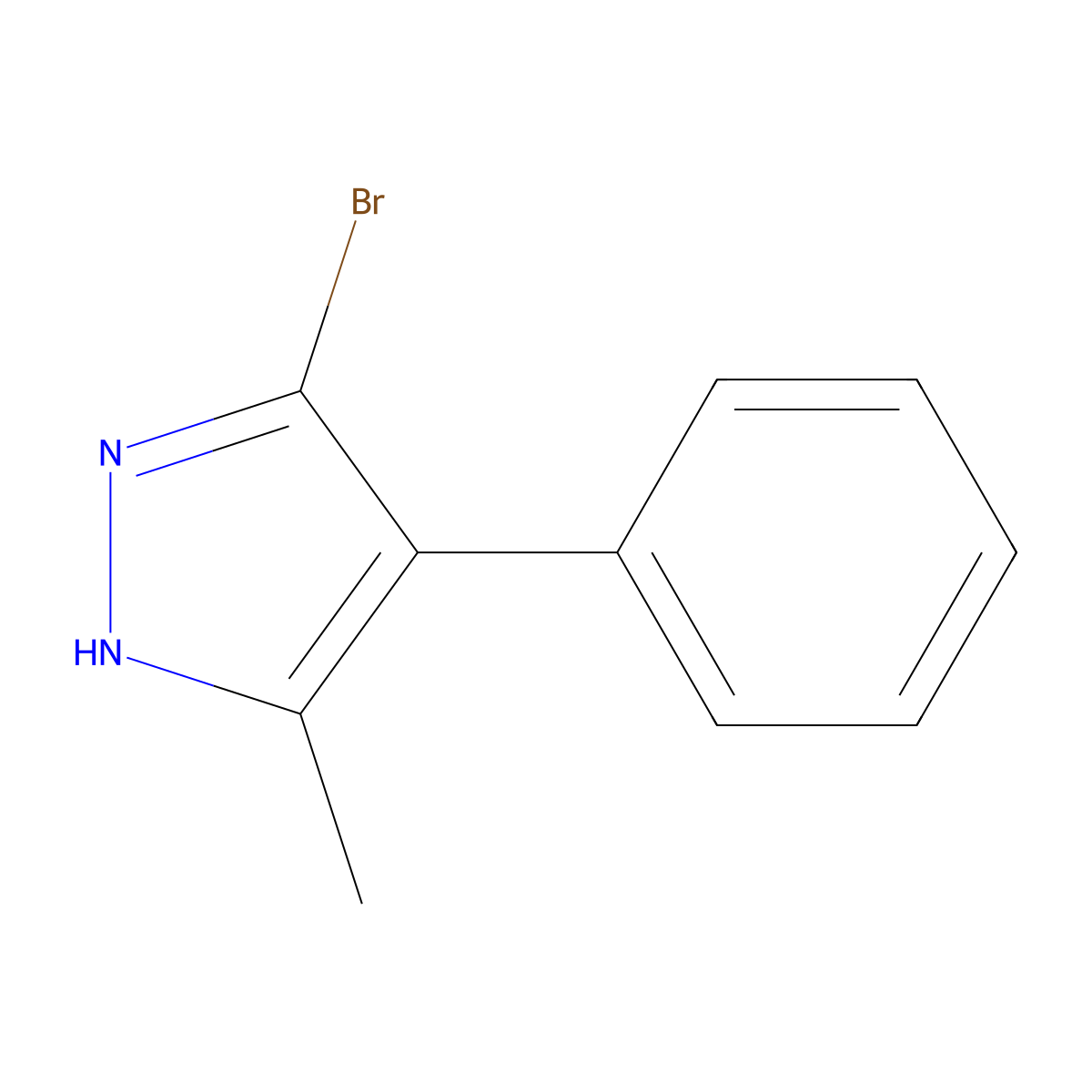 3-bromo-5-methyl-4-phenyl-1H-pyrazole molecular structure, CAS 1231309-82-2
