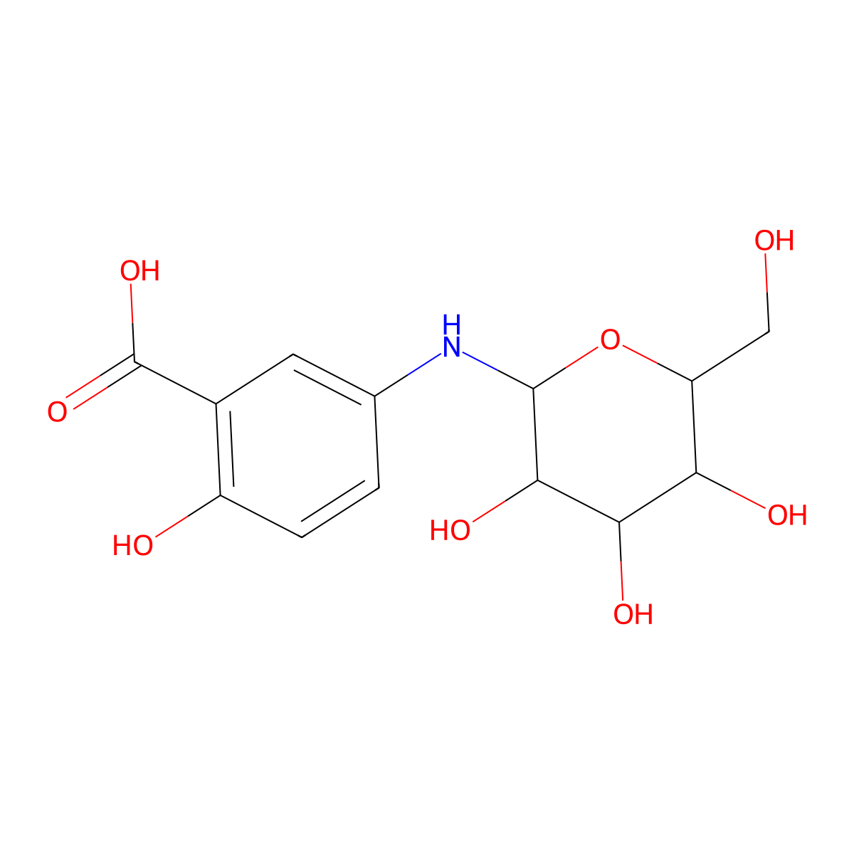 N-Glucopyranosyl-5-aminosalicylic acid molecular structure, CAS 123135-21-7